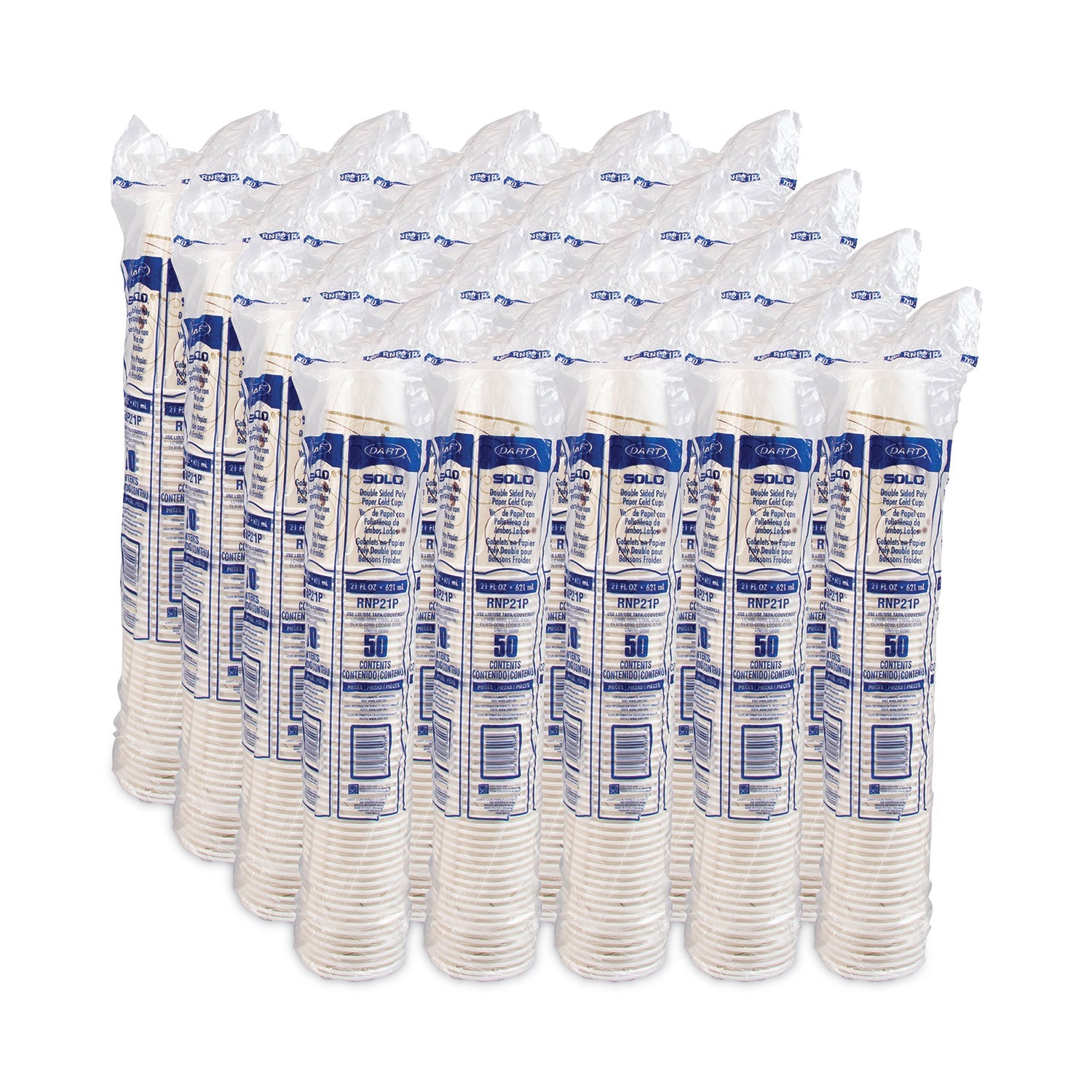 SOLO® Double Sided Poly Paper Cold Cups, 21 oz, Symphony Design, 50/Pack, 20 Packs/Carton