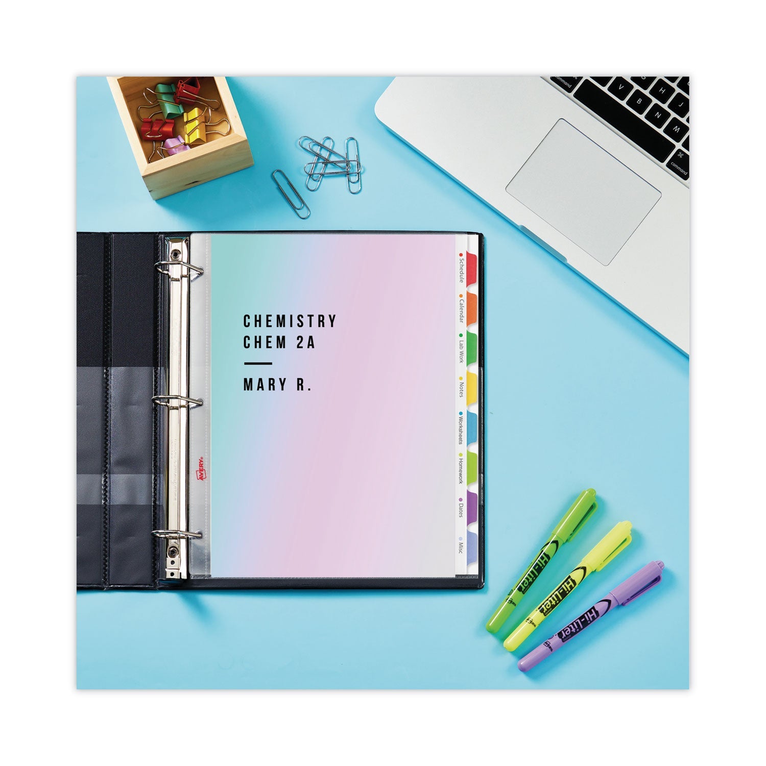 Avery® Clear Easy View Plastic Dividers With Multicolored Tabs And Sheet Protector, 8-Tab, 11 X 8.5, Clear, 1 Set
