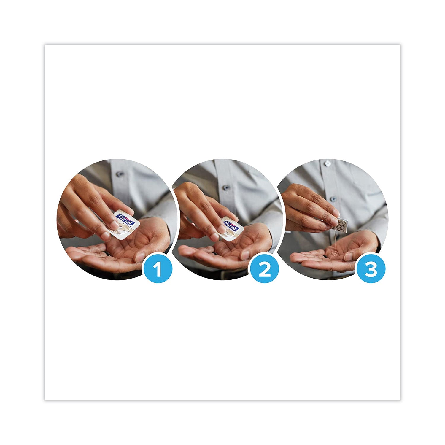 PURELL® Advanced Hand Sanitizer Single Use, Gel, 1.2 mL, Packet, Fragrance-Free, 125/Box