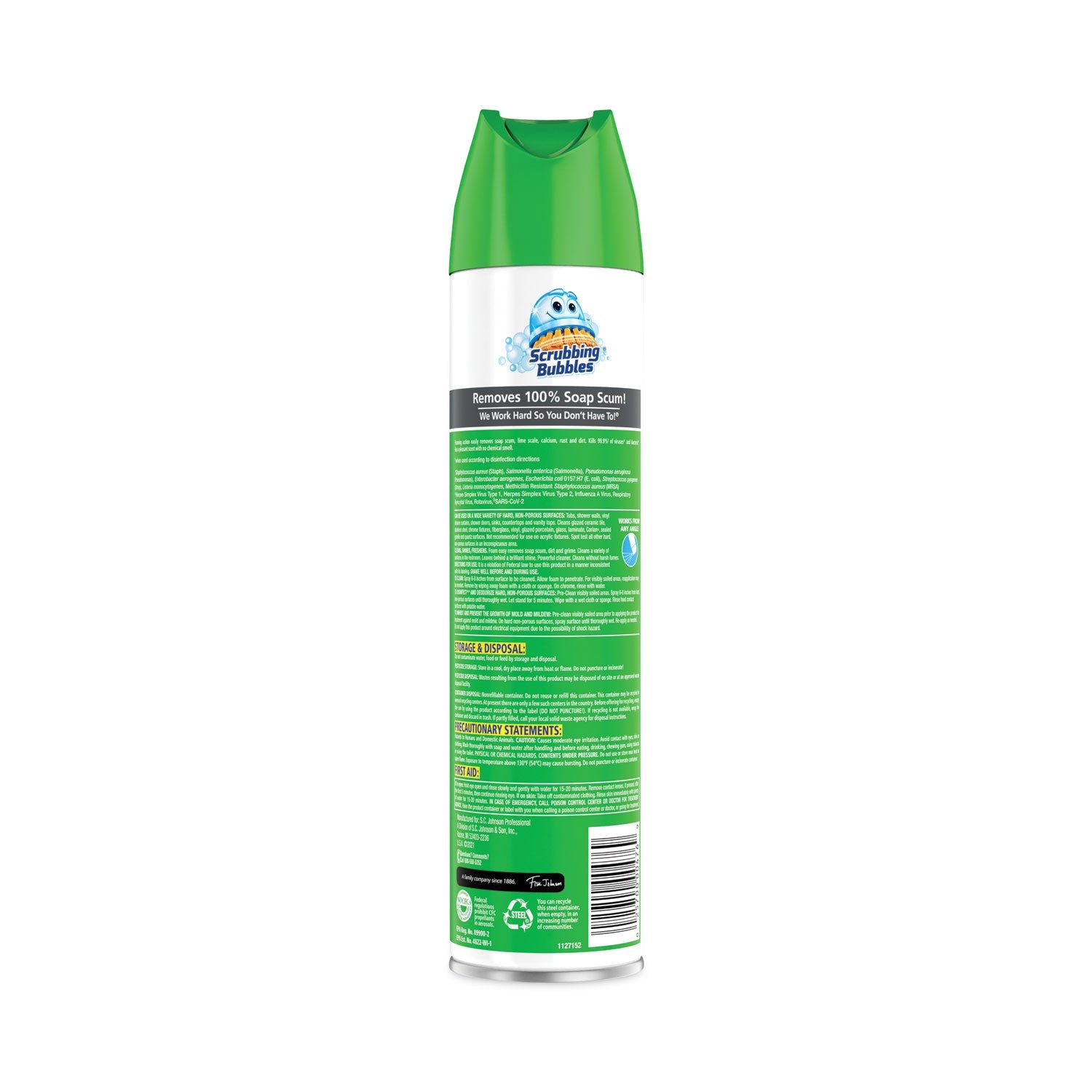 Scrubbing Bubbles® Disinfectant Restroom Cleaner Ii, Rain Shower Scent, 25 Oz Aerosol Spray, 12/carton