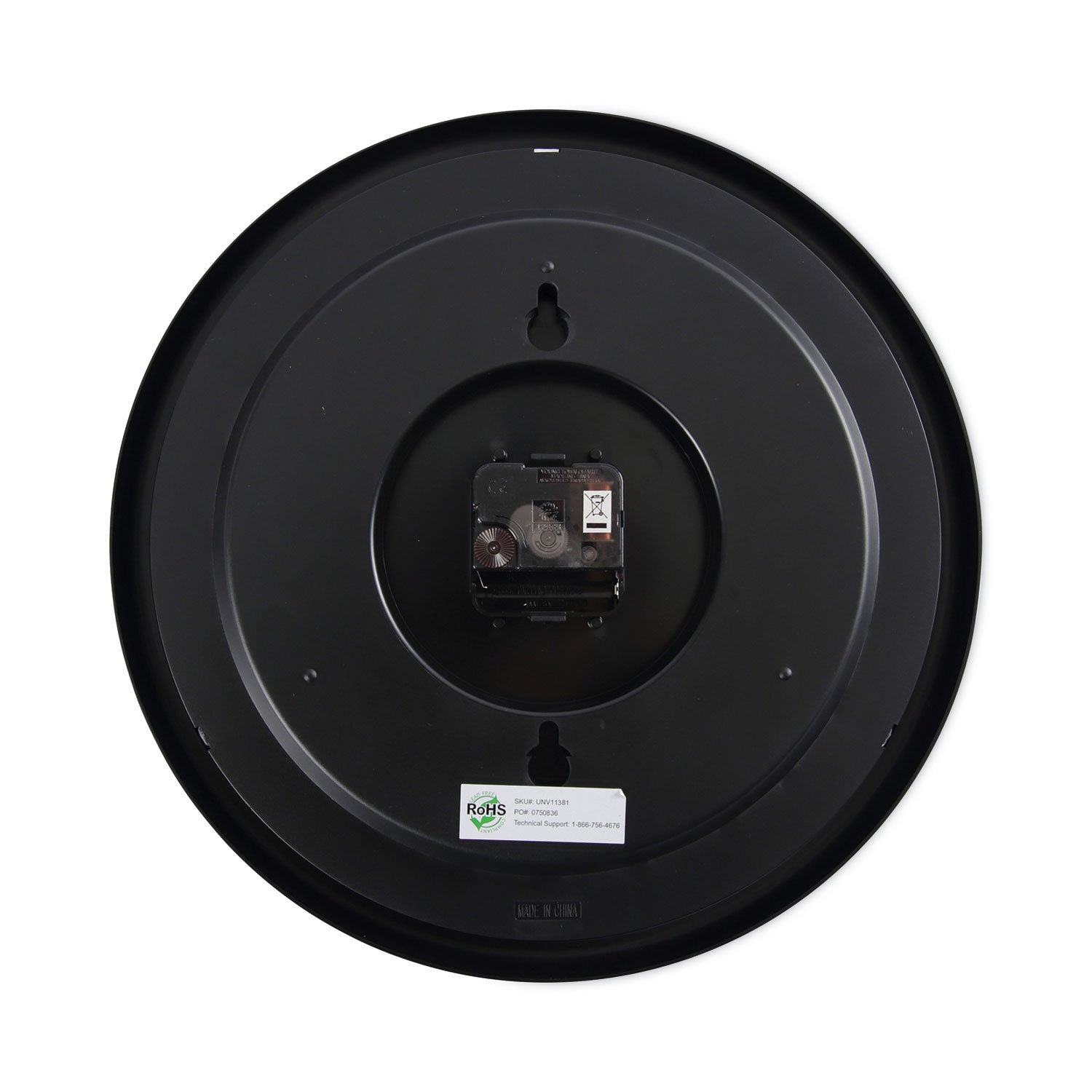 Universal® Indoor/outdoor Round Wall Clock, 13.5" Overall Diameter, Black Case, 1 Aa (sold Separately)