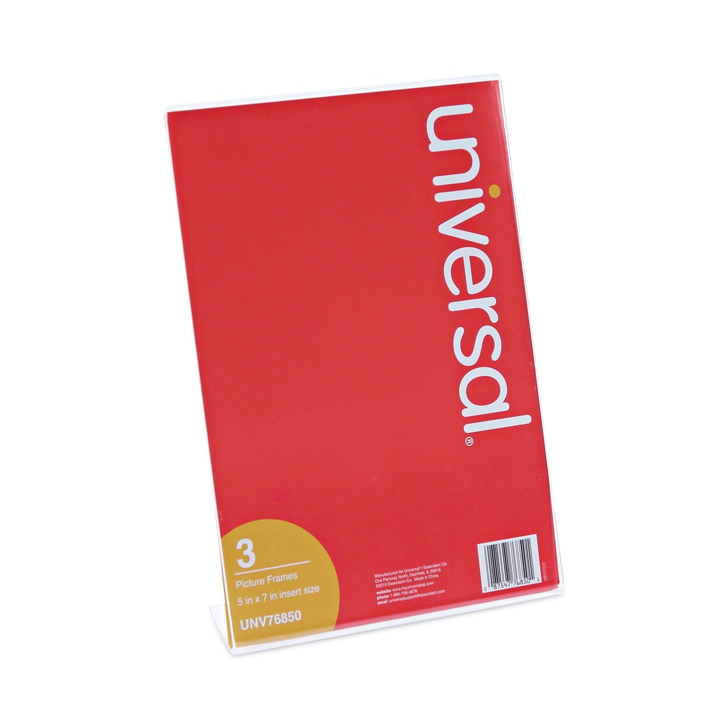 Universal® Clear L-Style Freestanding Frame, 5 X 7 Insert, 3/pack