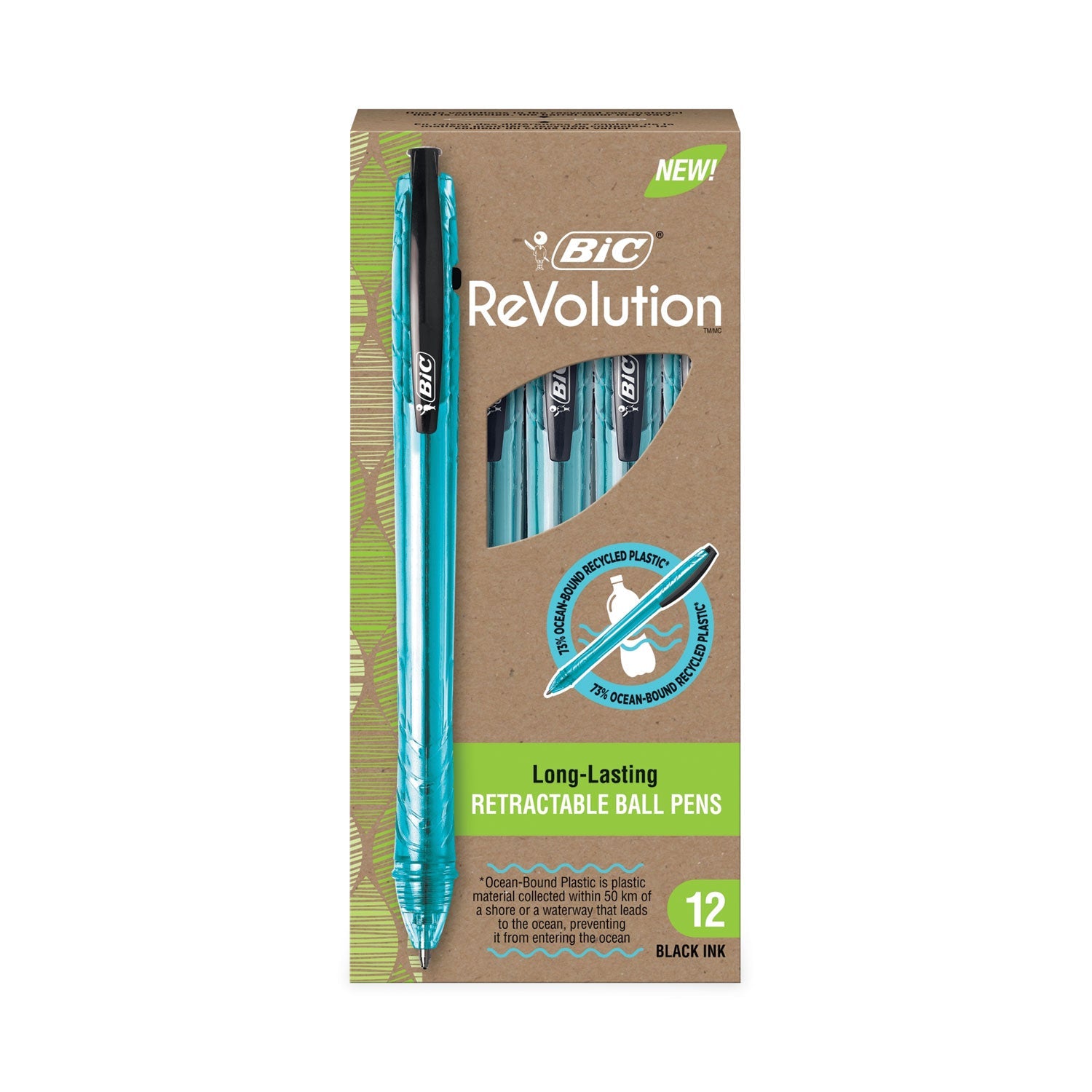 ReVolution Ocean Bound Ballpoint Pen | Black, Dozen