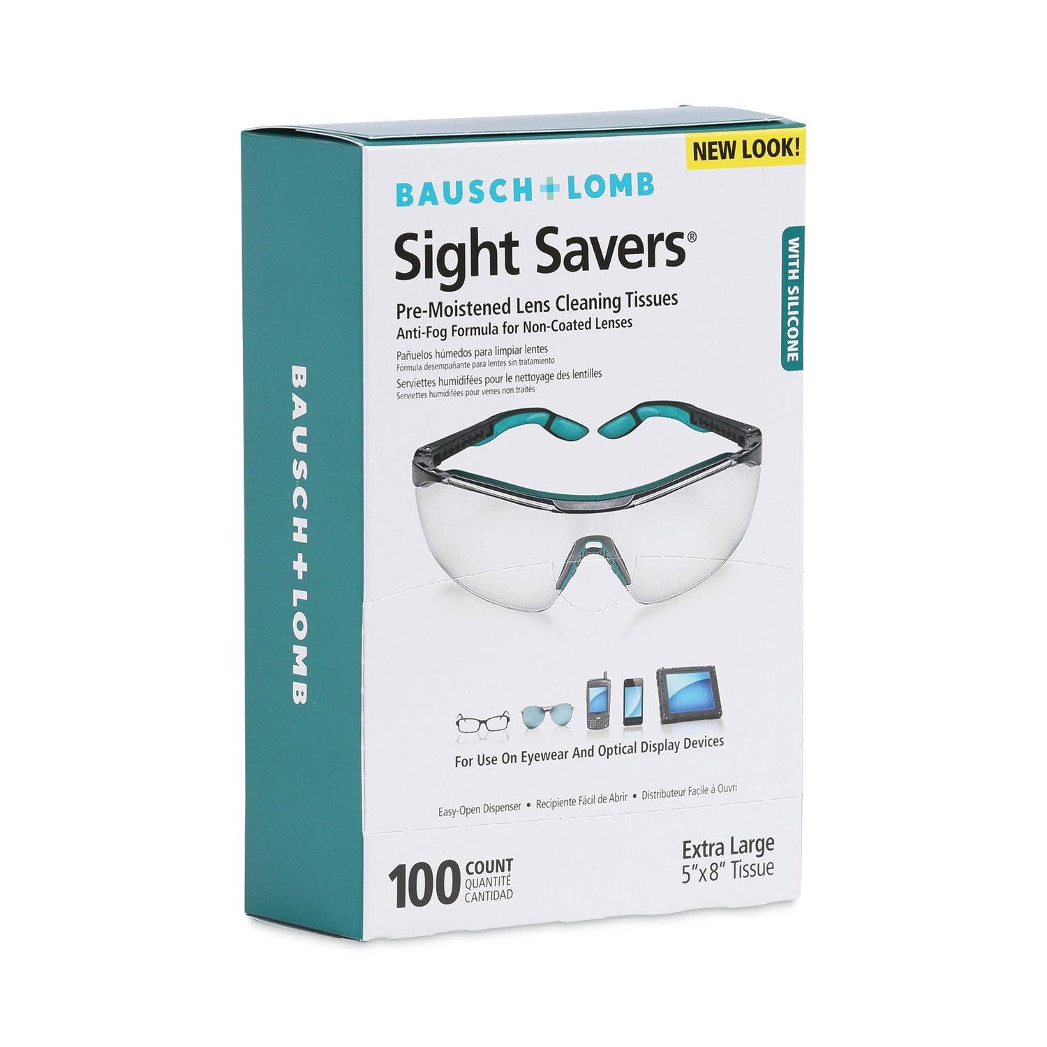 Bausch & Lomb Sight Savers Pre-Moistened Anti-Fog Tissues With Silicone, 8 X 5, 100/box - Bloom Skins