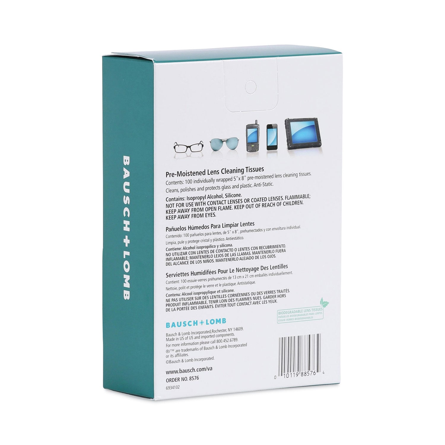 Bausch & Lomb Sight Savers Pre-Moistened Anti-Fog Tissues With Silicone, 8 X 5, 100/box - Bloom Skins