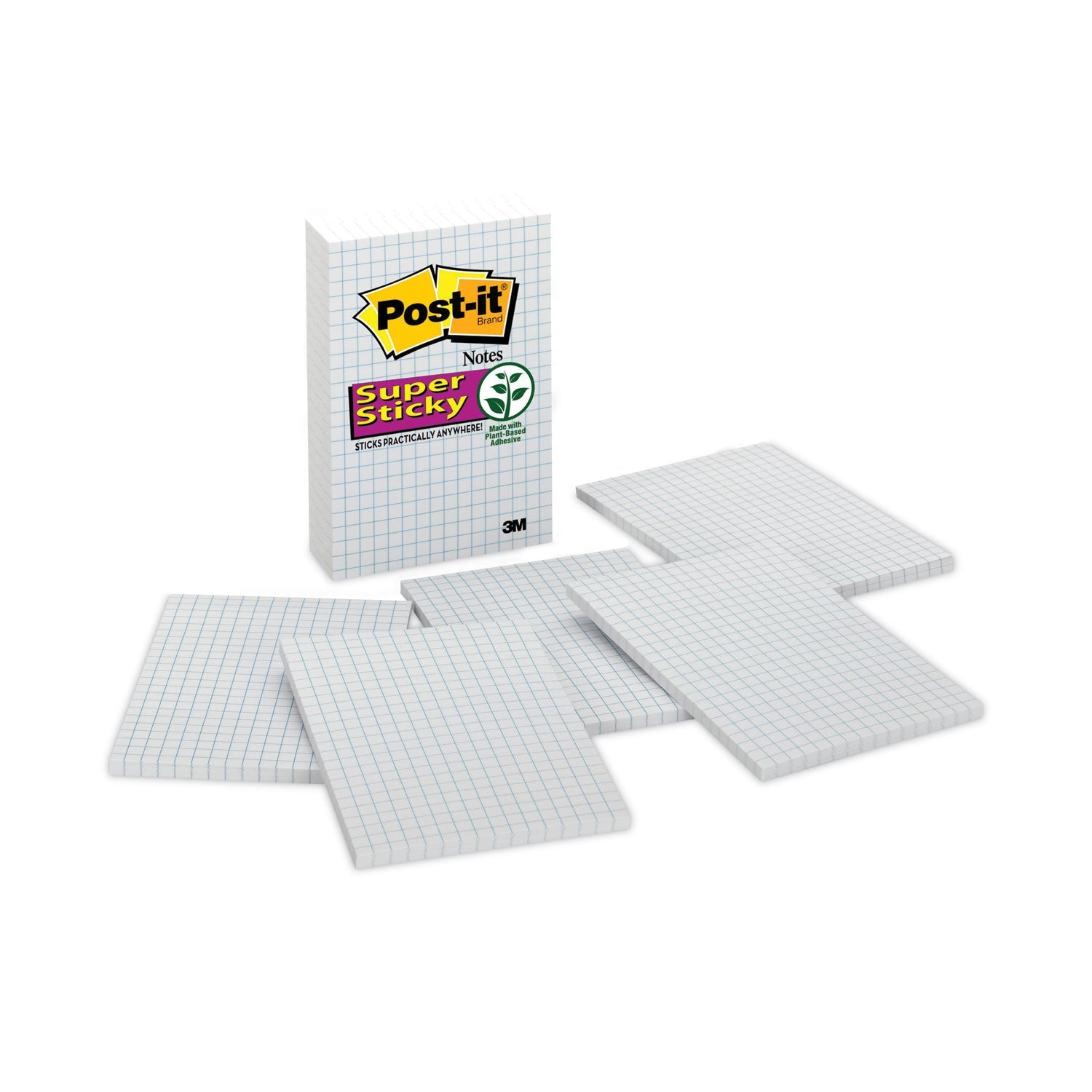 Super Sticky Grid Notes | 4x6 Quad Ruled, 6-Pack