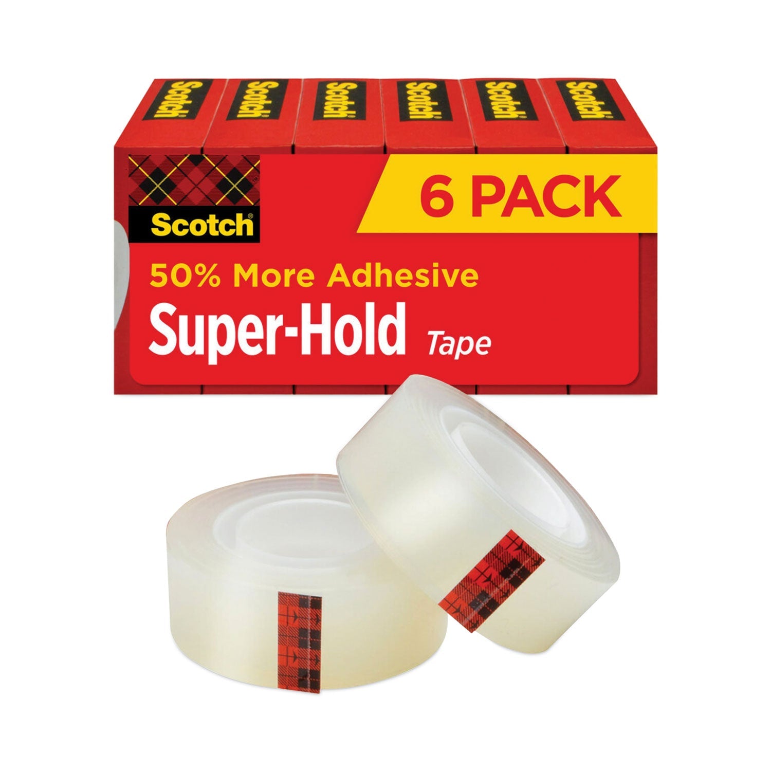 Scotch® Super-Hold Tape Refill, 1" Core, 0.75" X 27.77 Yds, Transparent, 6/pack