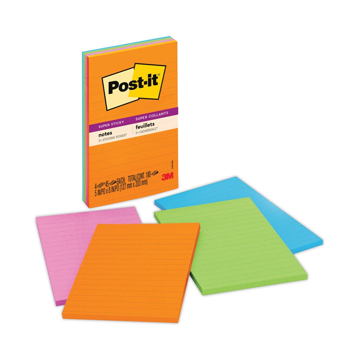 Super Sticky Notes | Ruled | 5x8 | 4-Pack