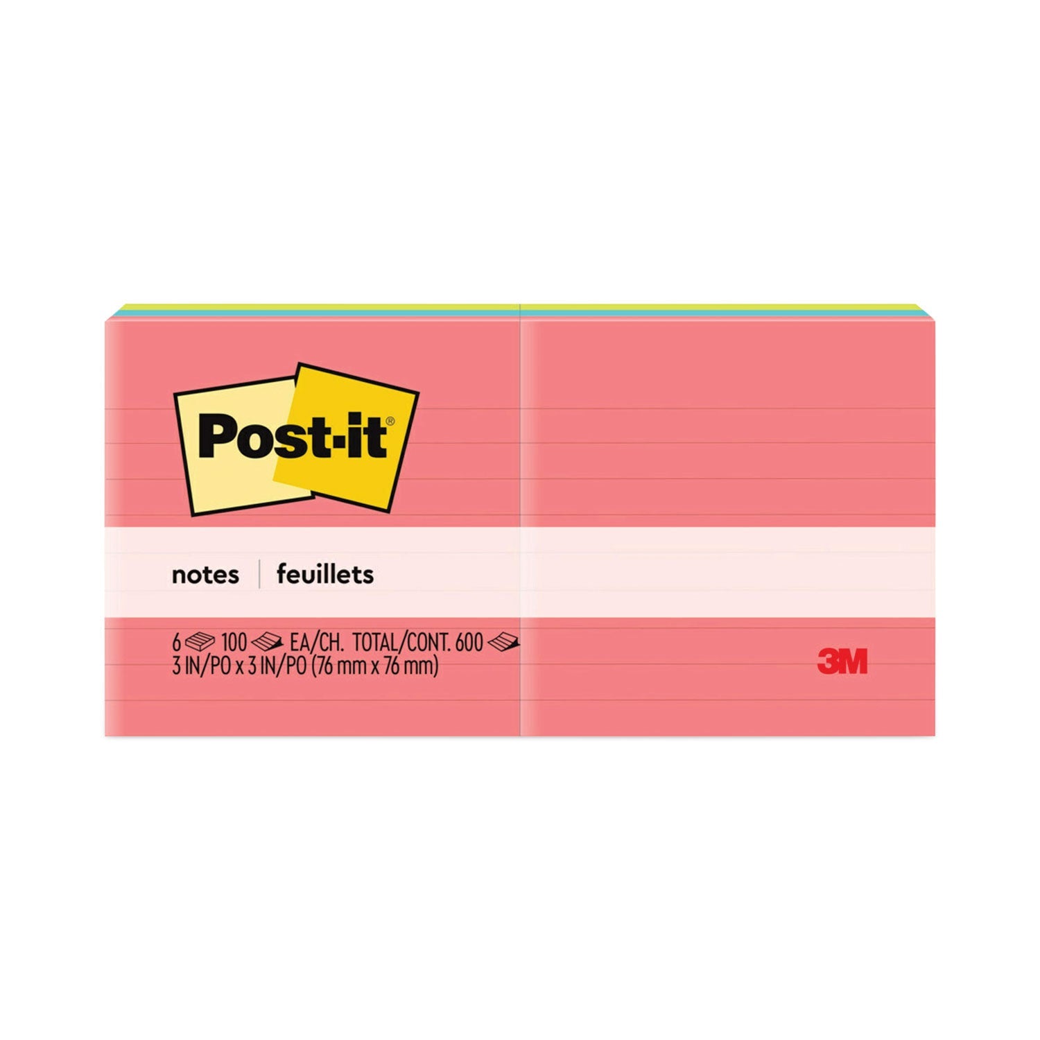 Original Post-it® Notes | 3x3 Ruled, 6-Pack