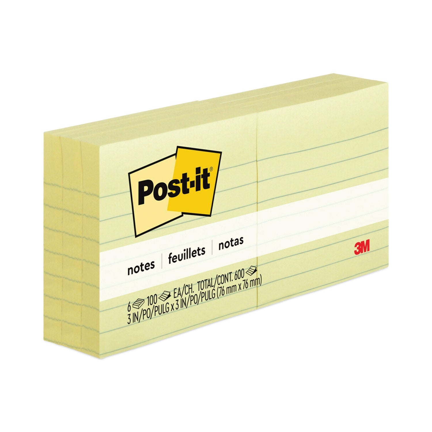 Original Post-it® Notes | 3x3 Ruled, 6-Pads