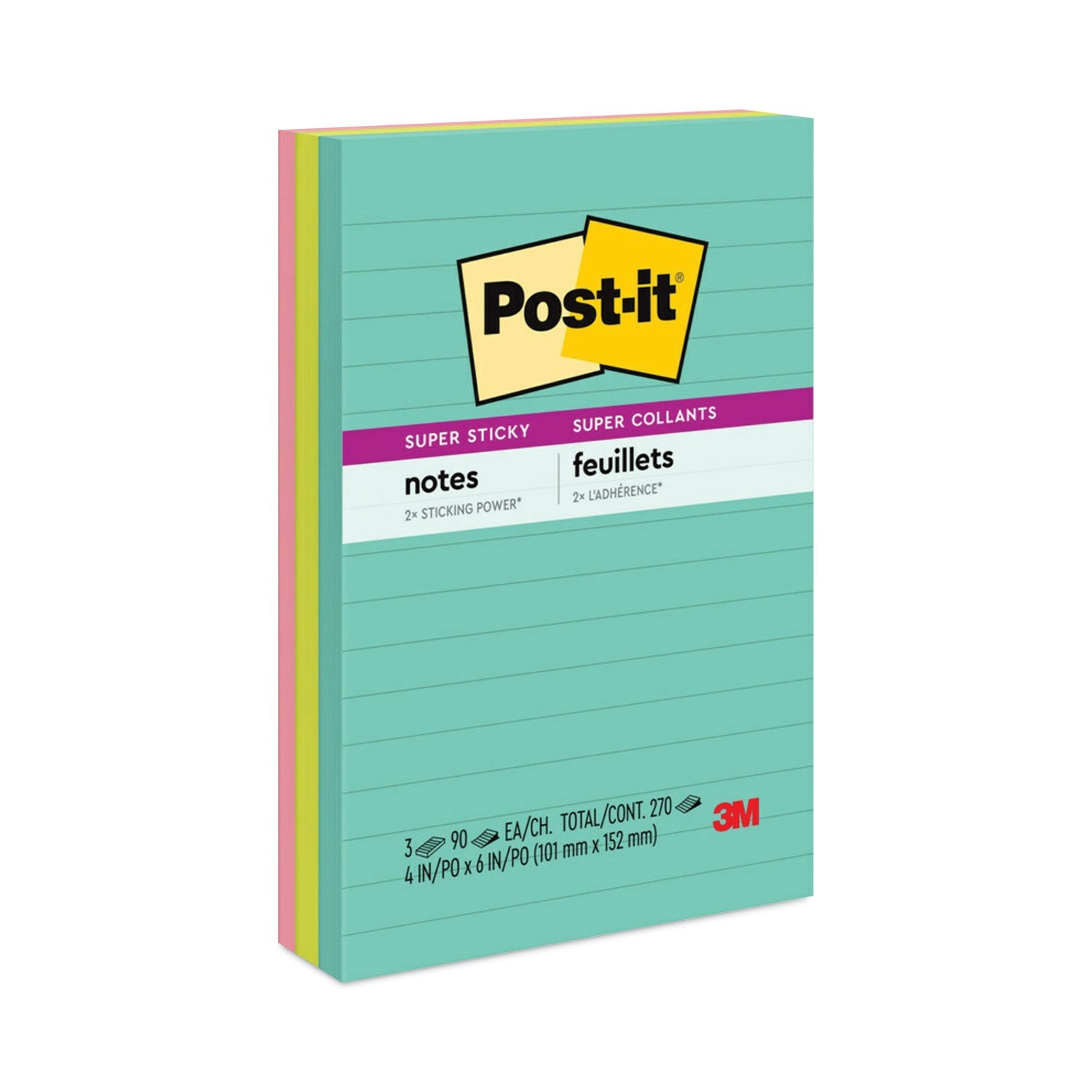 Super Sticky Notes | Ruled | 3-Pack