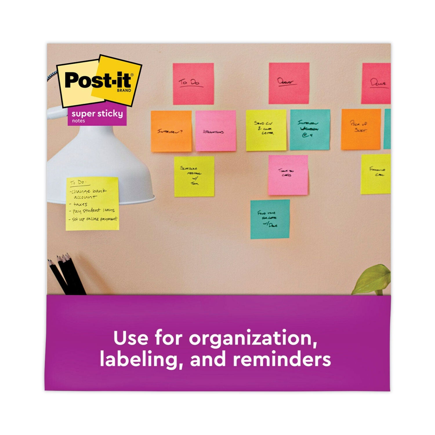 Post-it® Notes Super Sticky Pads in Supernova Neon Collection Colors, Cabinet Pack, 3" x 3", 70 Sheets/Pad, 24 Pads/Pack