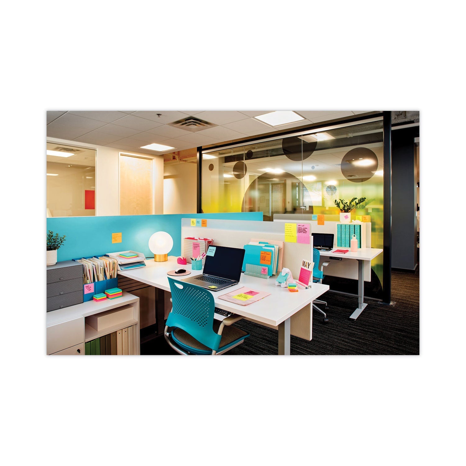 Post-it® Notes Super Sticky Pads in Supernova Neon Collection Colors, Cabinet Pack, 3" x 3", 70 Sheets/Pad, 24 Pads/Pack
