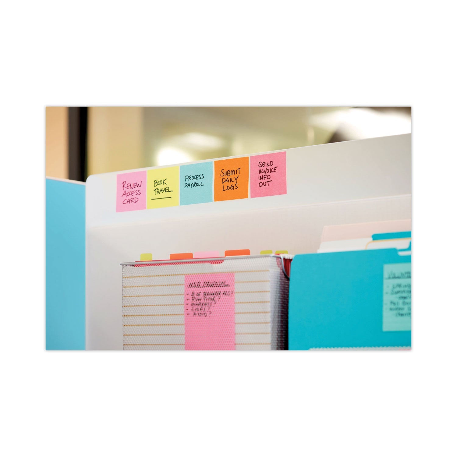 Post-it® Notes Super Sticky Pads in Supernova Neon Collection Colors, Cabinet Pack, 3" x 3", 70 Sheets/Pad, 24 Pads/Pack
