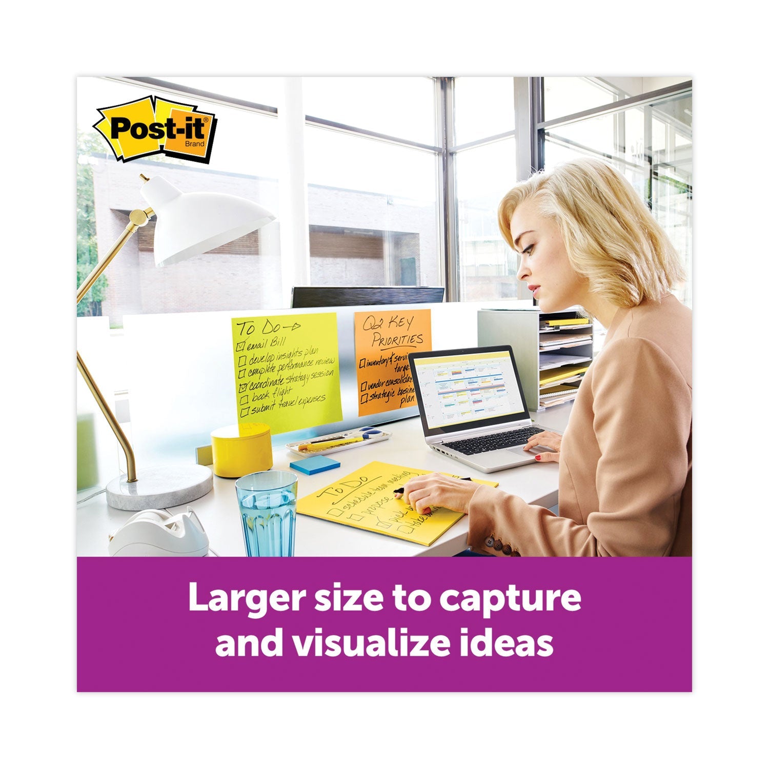 Post-it® Notes Super Sticky Big Notes, Unruled, 11 x 11, Orange, 30 Sheets