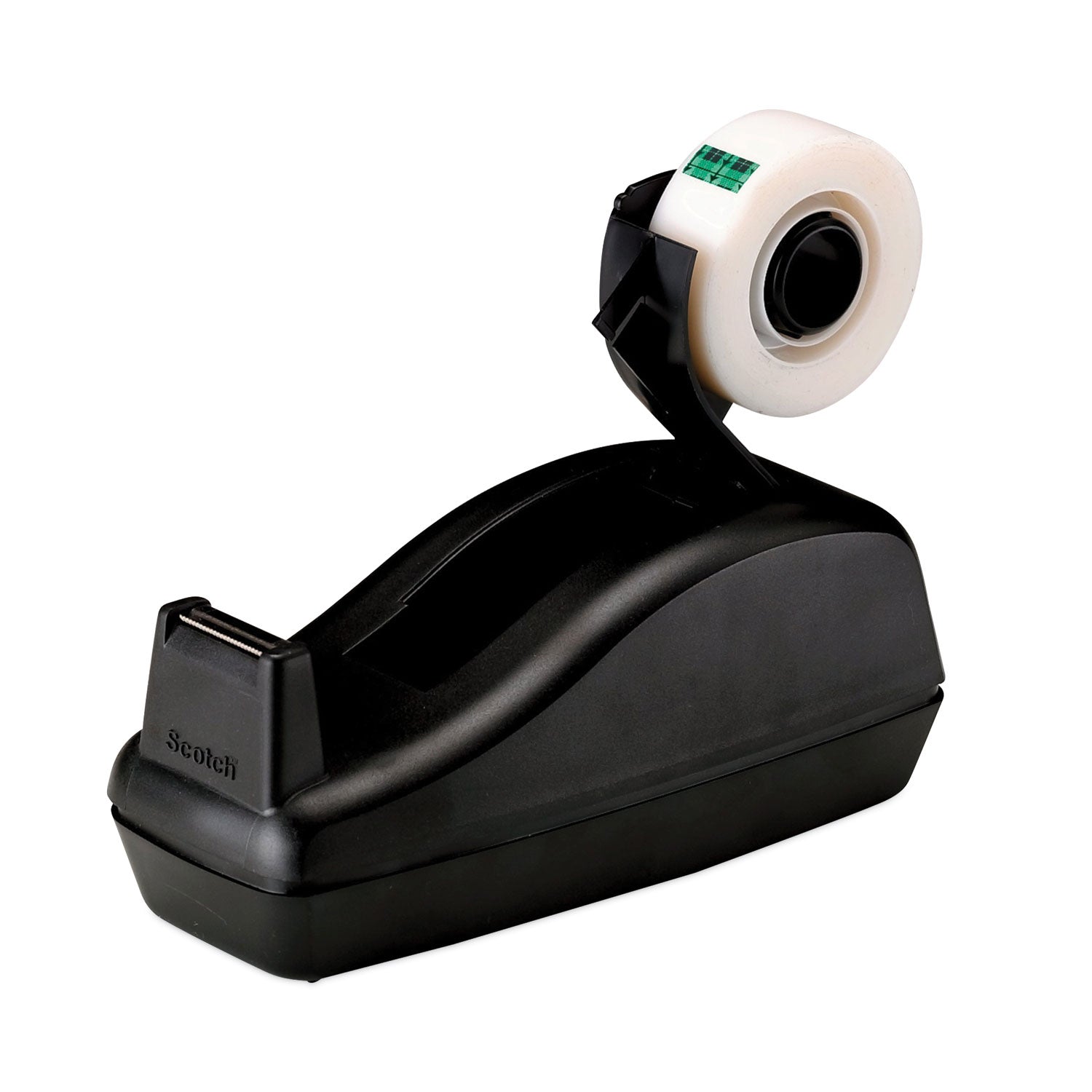 Scotch® Deluxe Desktop Tape Dispenser, Heavily Weighted, Attached 1" Core, Black