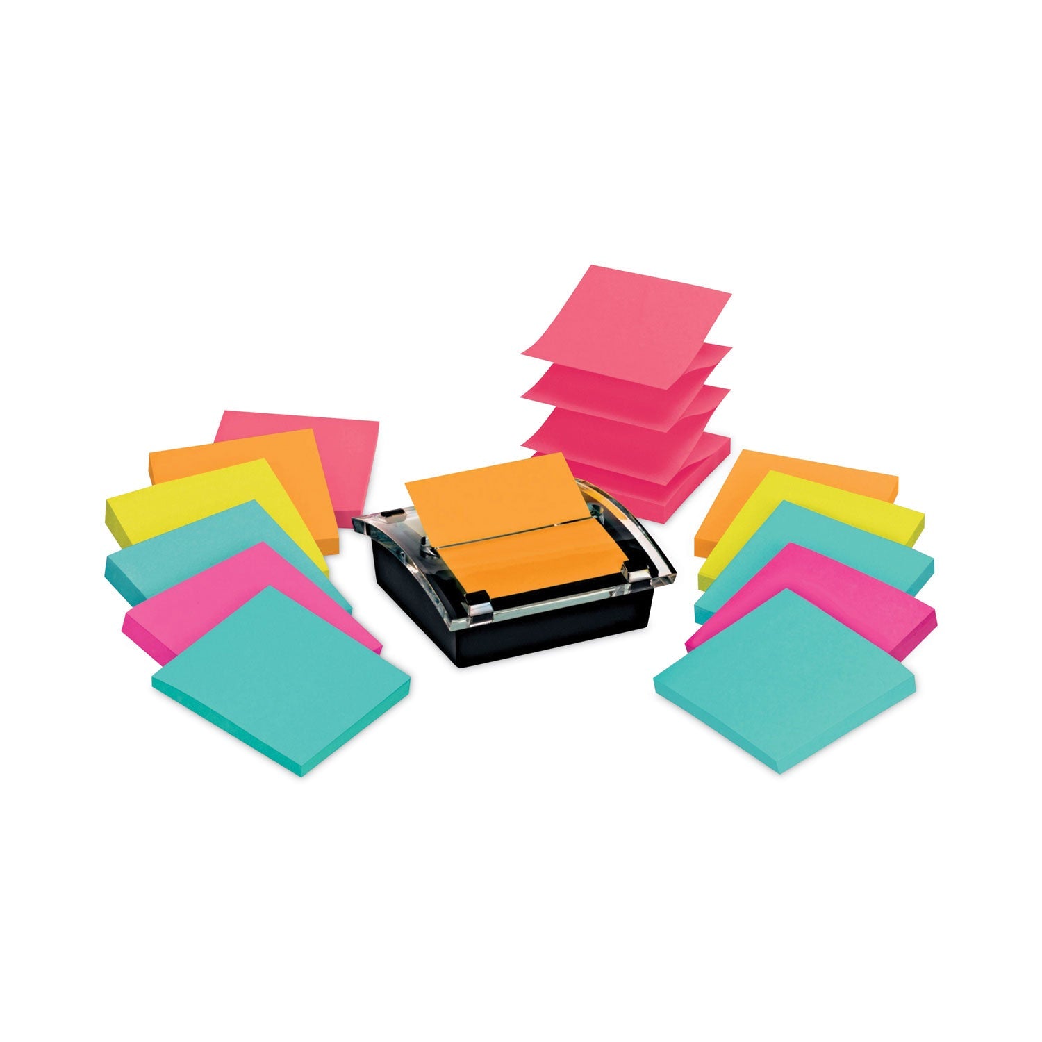Post-it® Pop-up Notes Super Sticky Pop-up Dispenser Value Pack, For 3 x 3 Pads, Black/Clear, Includes (12) Marrakesh Rio de Janeiro Super Sticky Pop-up Pad