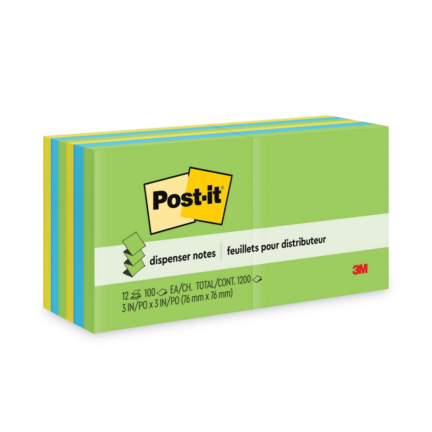 Post-it® Dispenser Notes Original Pop-up Refill Value Pack, 3" x 3", Floral Fantasy Collection Colors, 100 Sheets/Pad, 12 Pads/Pack