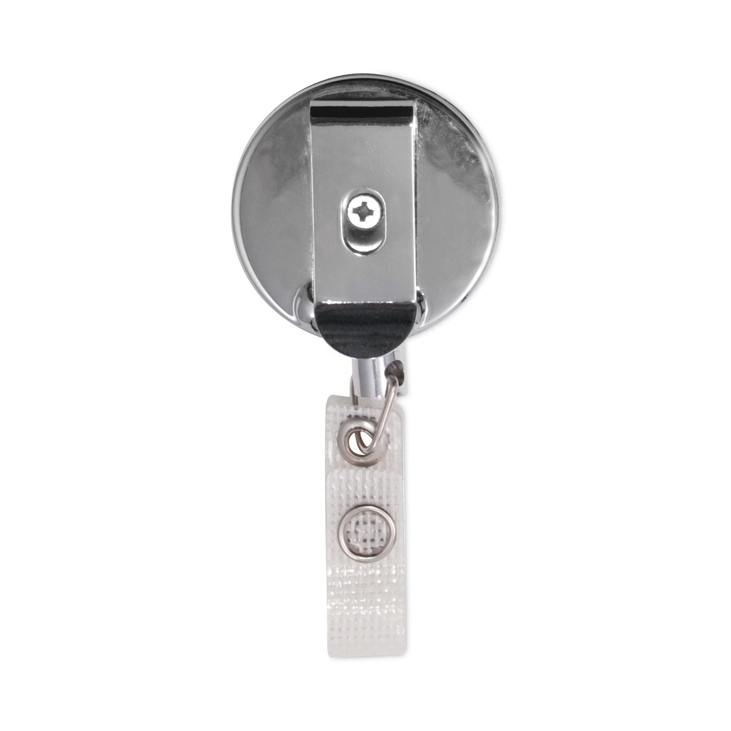 Advantus Premier Heavy-Duty Retractable ID Card Reel, 24" Extension, Black/Silver, 12/Box