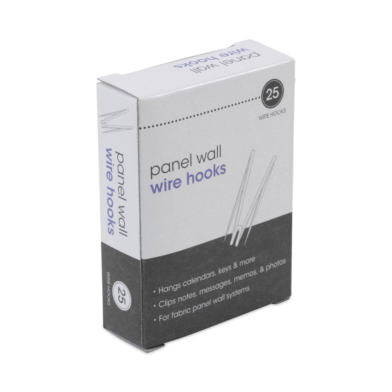 Advantus Panel Wall Wire Hooks, Silver, 25 Hooks/pack