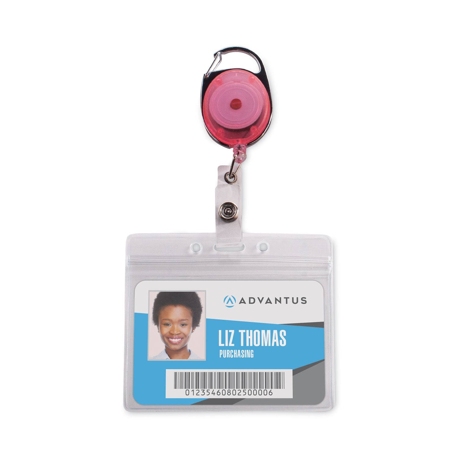Advantus Carabiner-Style Retractable ID Card Reel, 30" Extension, Assorted Neon Colors, 20/Pack