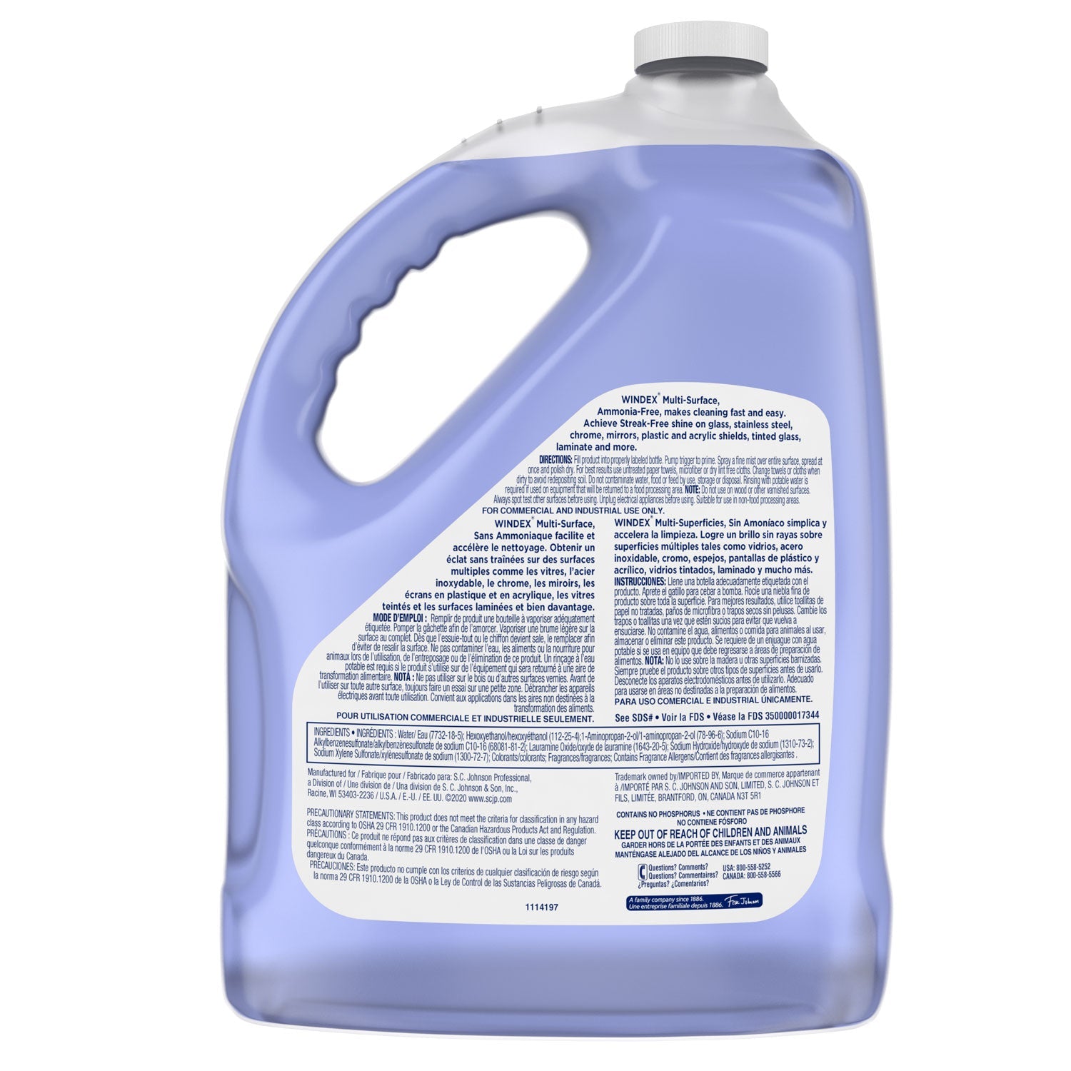 Windex® Non-Ammoniated Glass/multi Surface Cleaner, Pleasant Scent, 128 Oz Bottle, 4/ct