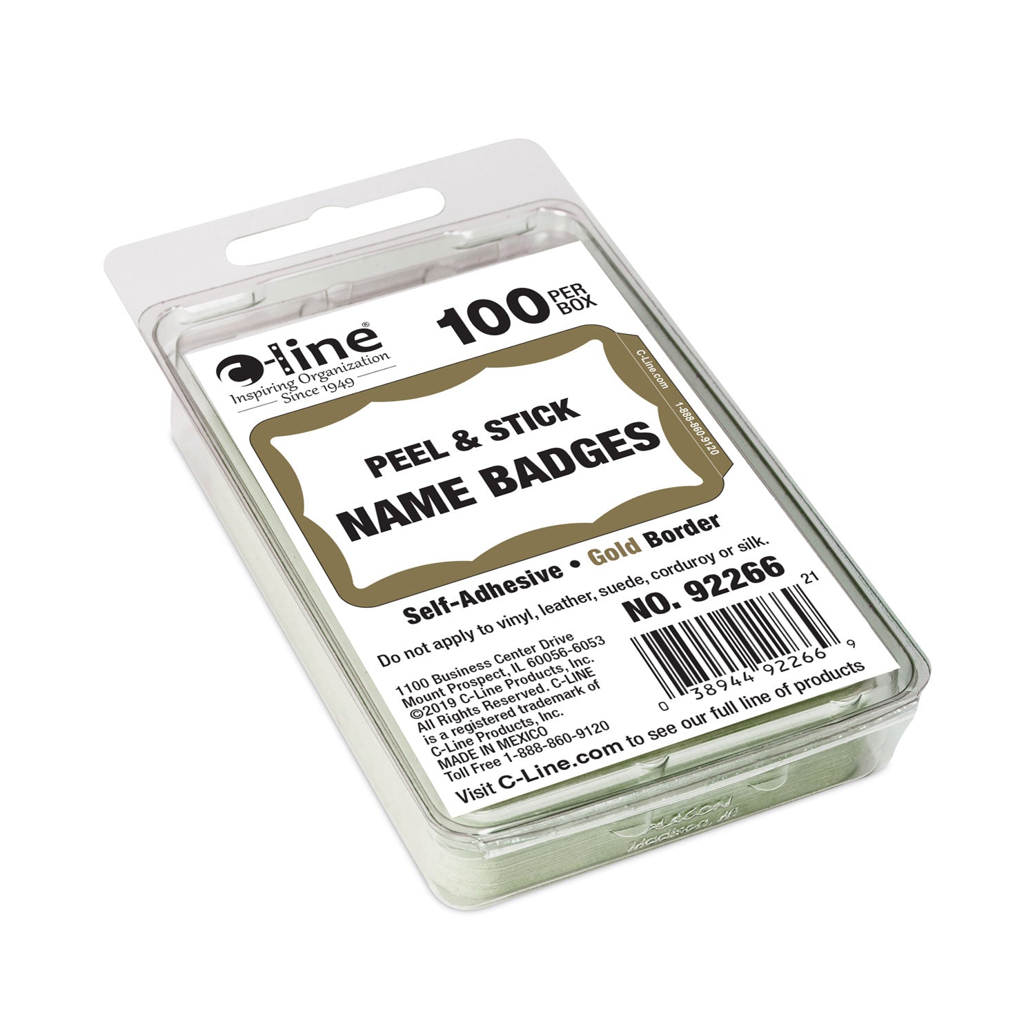 C-Line® Self-Adhesive Name Badges, 3.5 X 2.25, Gold, 100/box - Bloom Skins