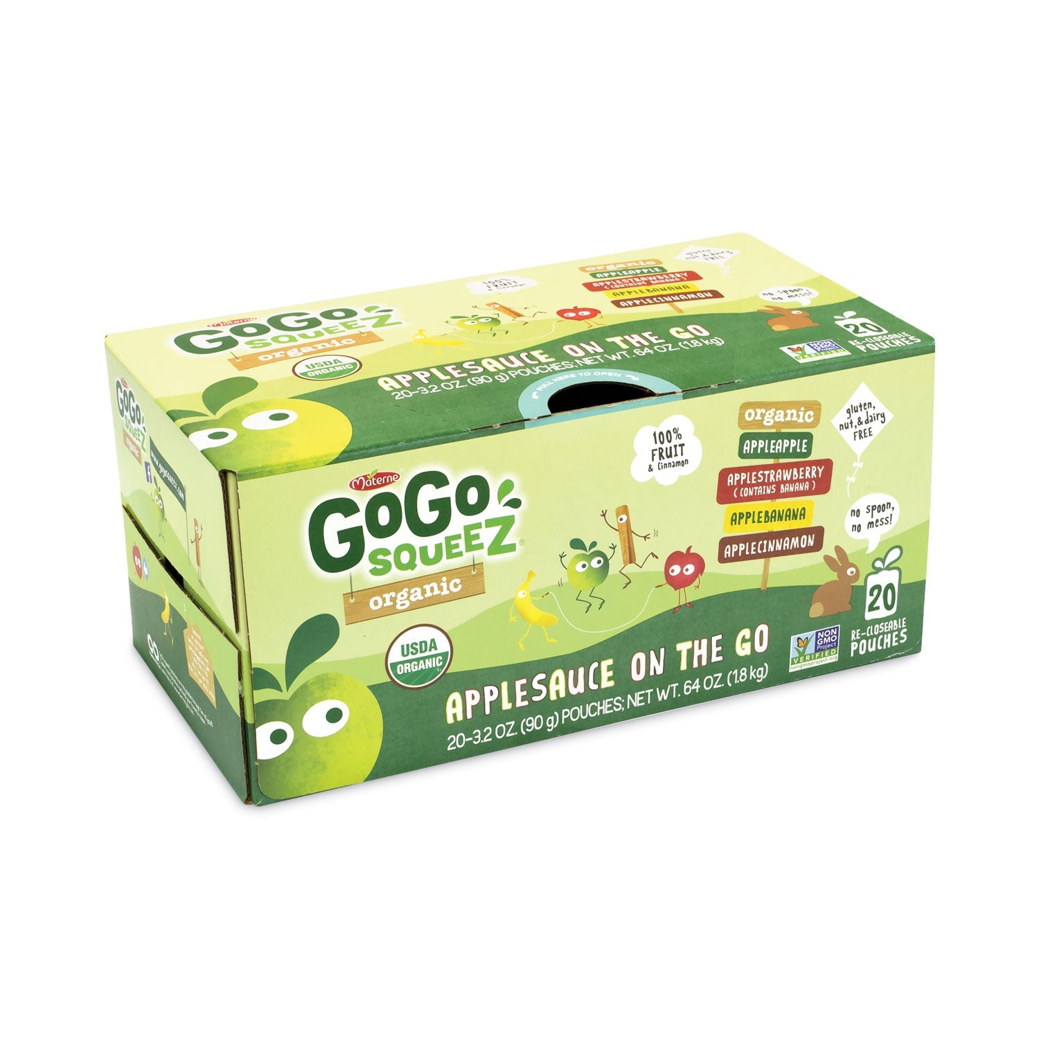 GoGo Squeez® Fruit On The Go, Variety Applesauce, 3.2 oz Pouch, 20/Carton - Bloom Skins