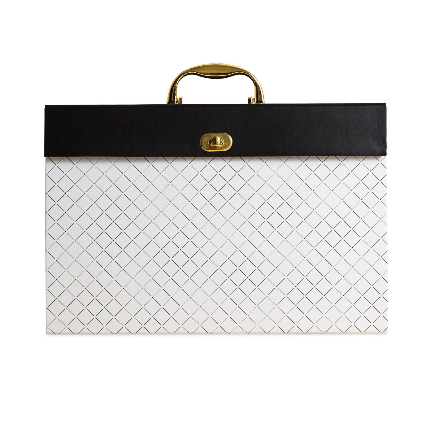 Expanding File Box | 19-Section, White/Black/Gold