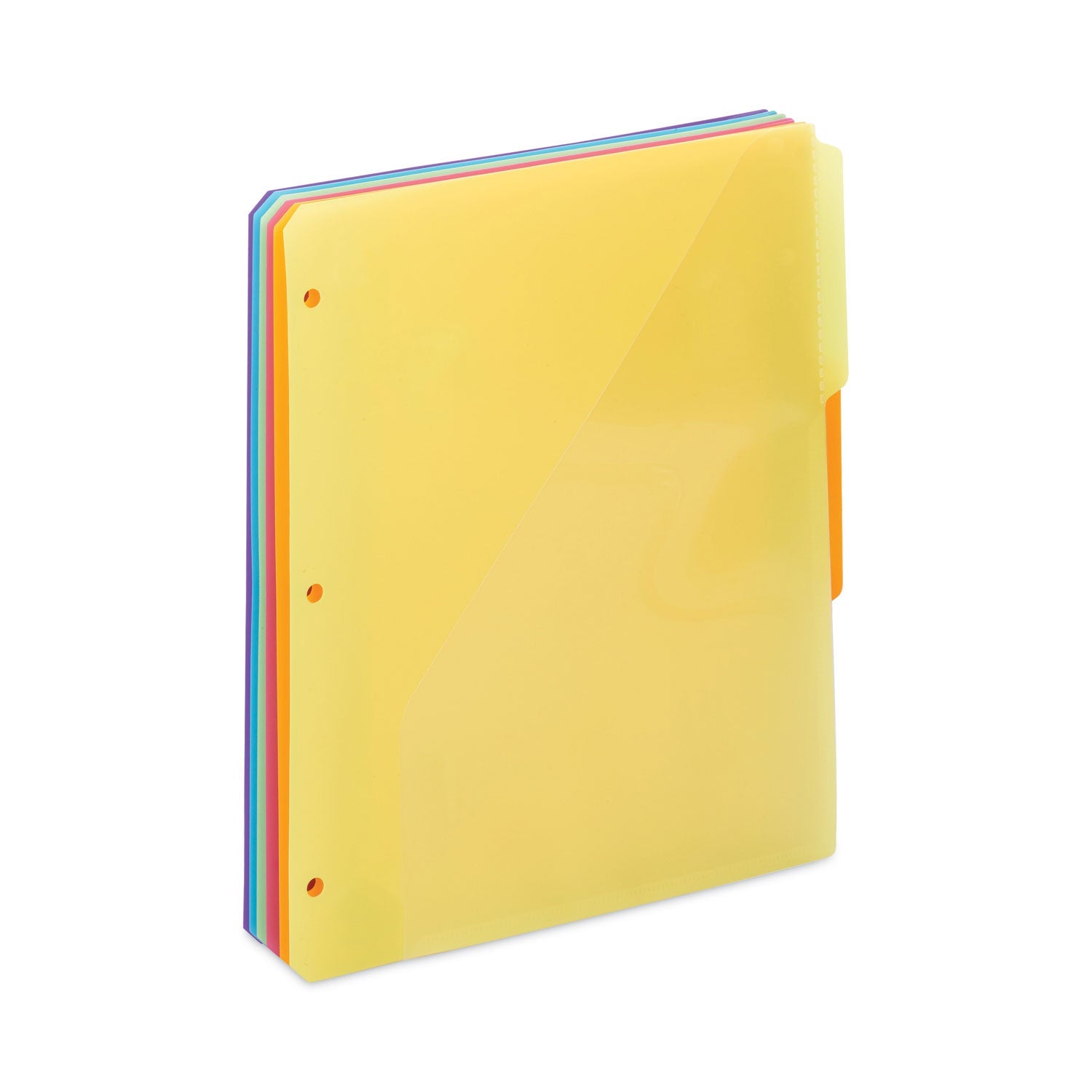 Smead Three-Ring Binder Poly Index Dividers with Pocket, 1/3-Cut Tabs, 11.25 x 9.75, Assorted Colors, 10 Sets