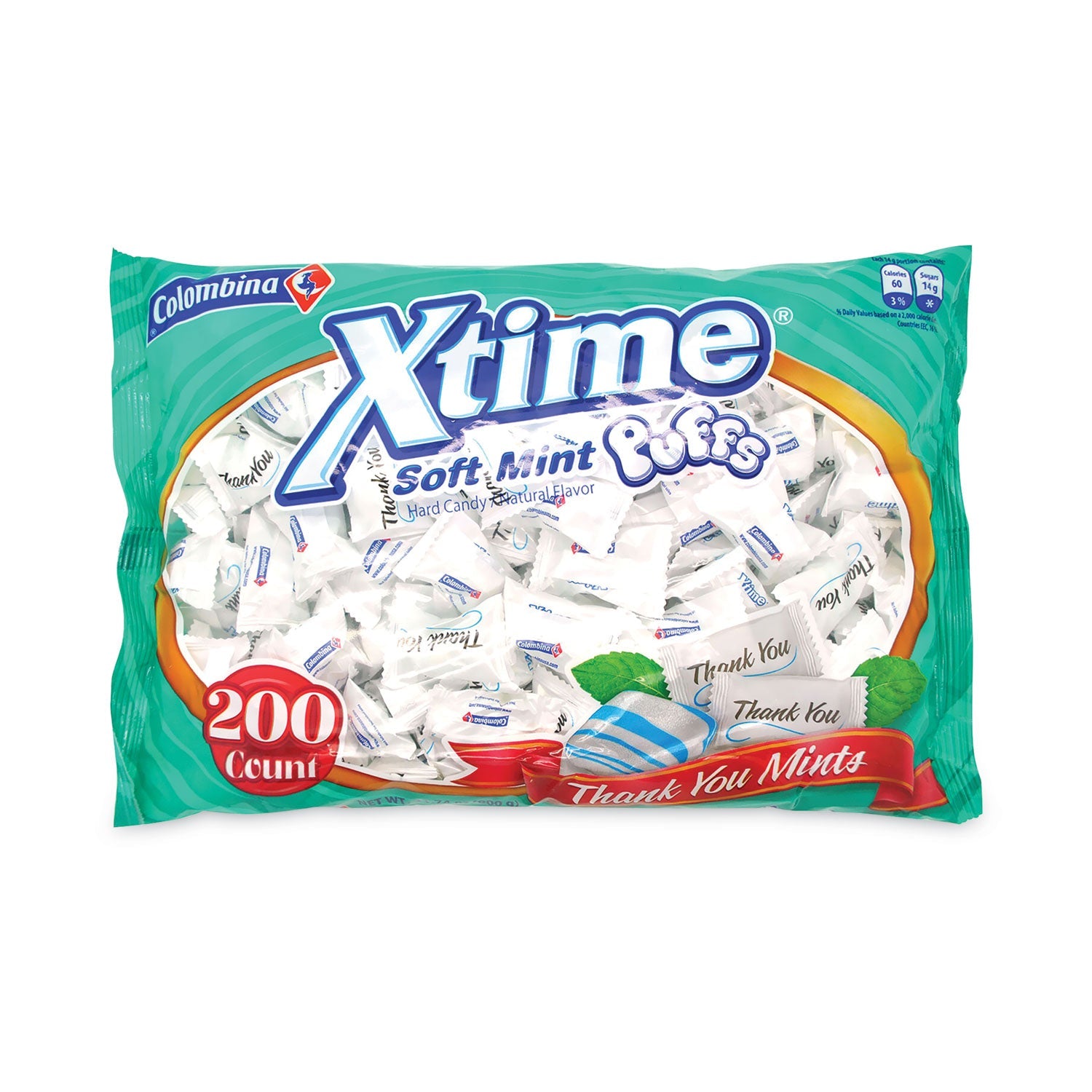 Colombina Thank You Soft Mint Puffs, 200 Individually Wrapped Pieces, 37.4 oz Bag