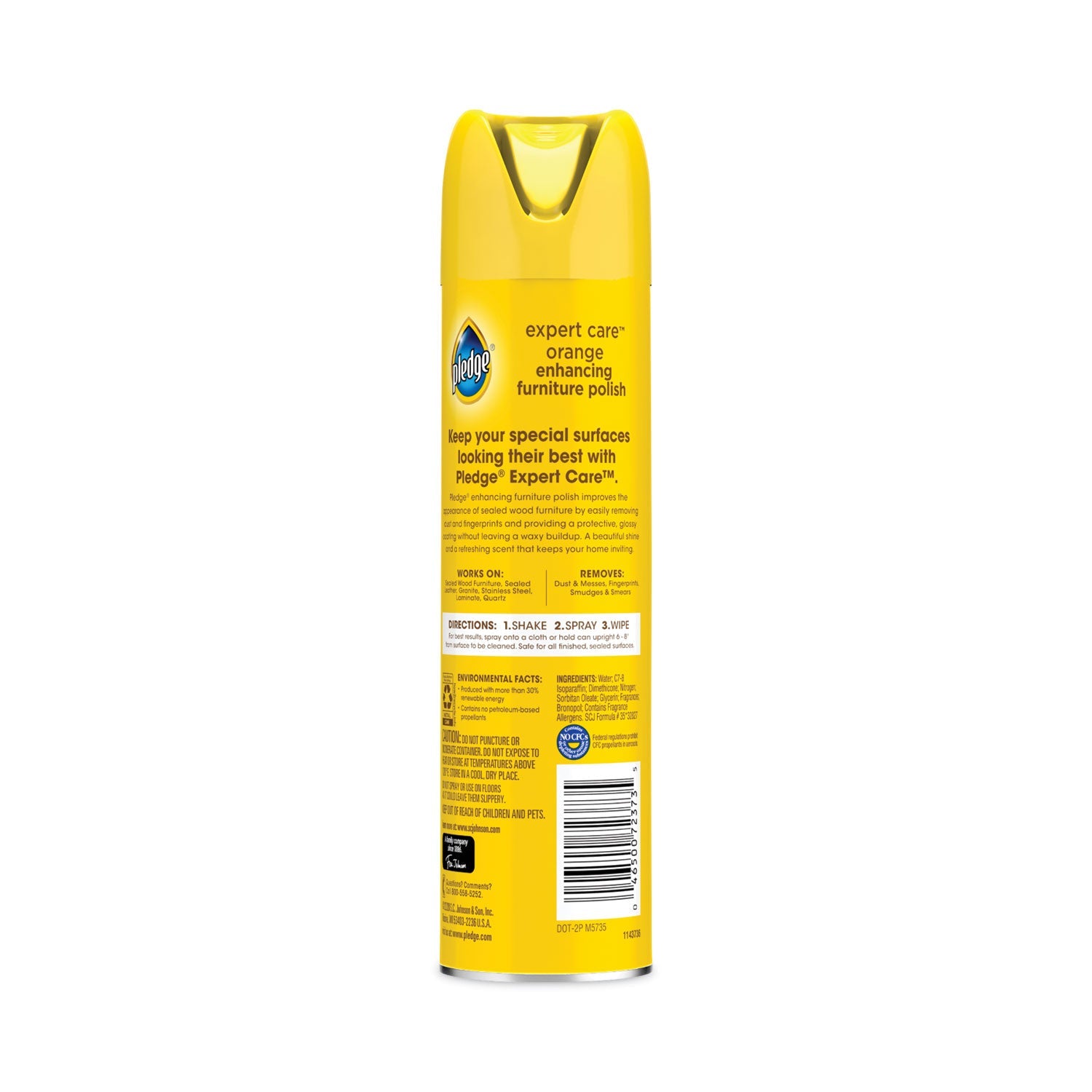 Pledge® Furniture Polish, Orange, 9.7 Oz Aerosol Spray, 6/carton