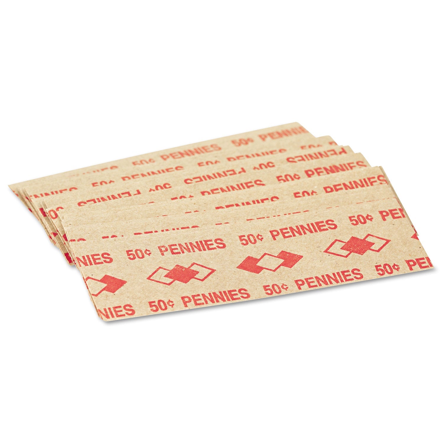 Iconex™ Tubular Coin Wrappers, Pennies, $.50, Pop-Open Wrappers, 1000/pack