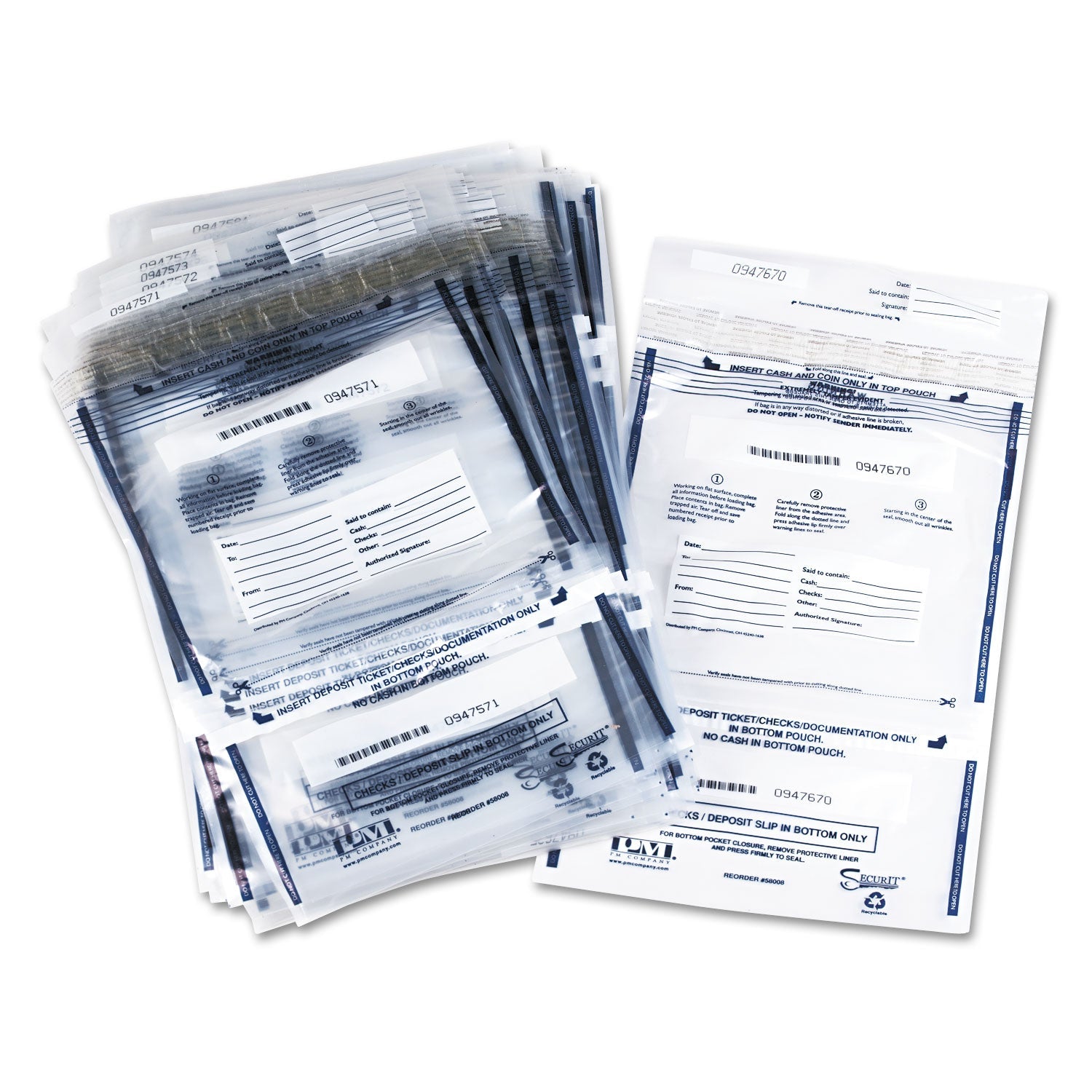 Iconex™ Clear Dual Deposit Bags, Tamper Evident, Plastic, 11 X 15, Clear, 100/pack