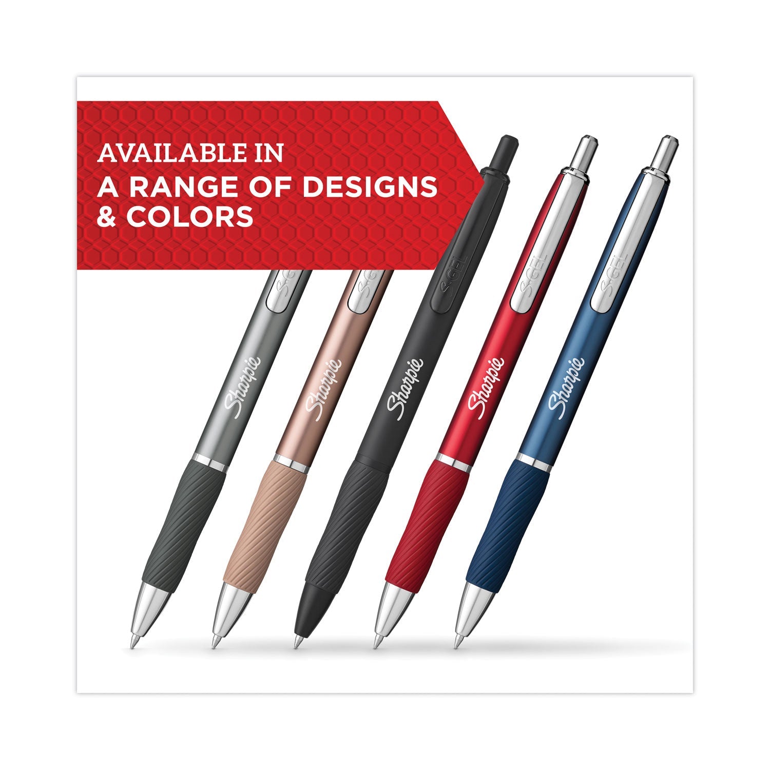 Sharpie® S-Gel™ S-Gel Premium Metal Barrel Gel Pen, Retractable, Medium 0.7 mm, Black Ink, Black Barrel, 4/Pack - Bloom Skins