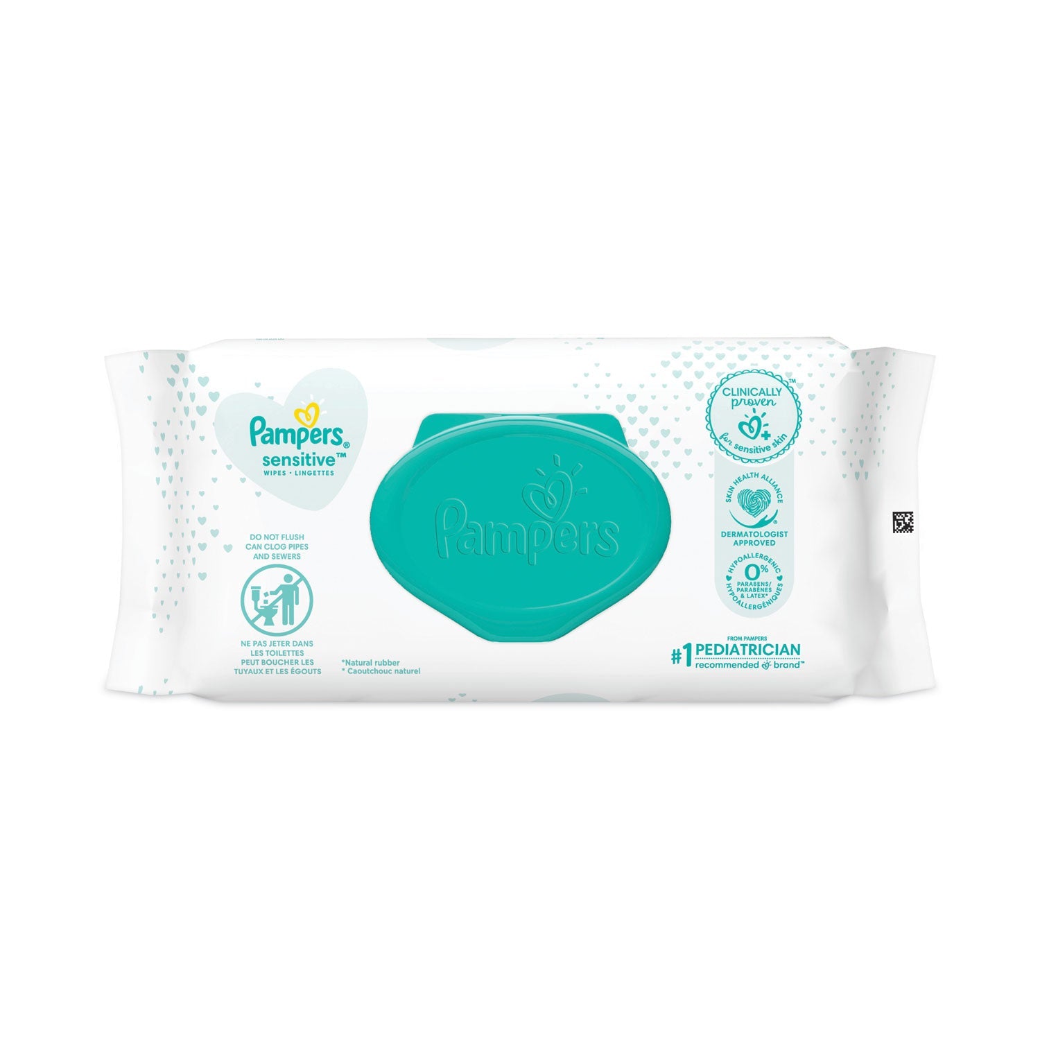 Pampers® Sensitive Baby Wipes, 1-Ply, 6.8 x 7,  Unscented, White, 56/Pack