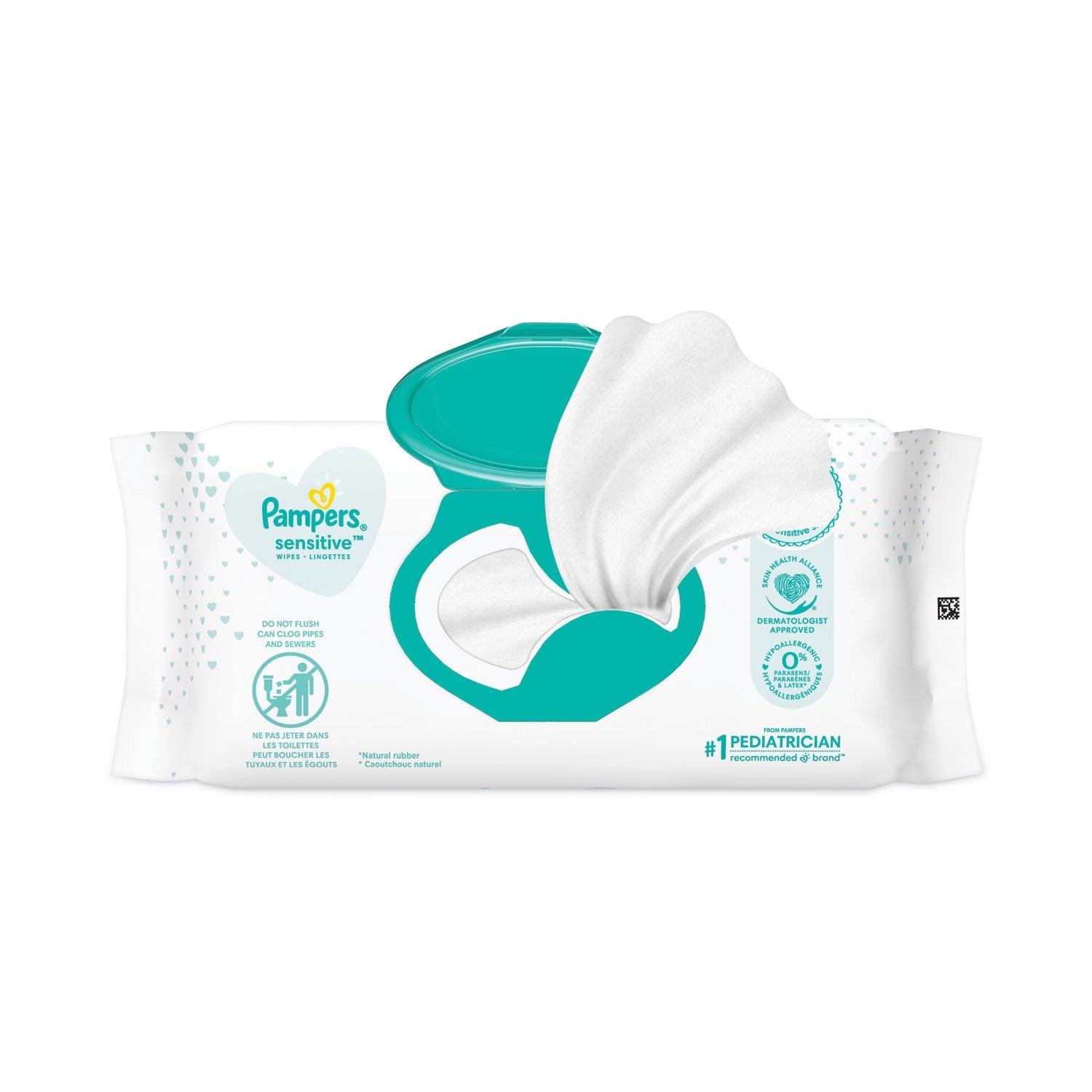 Pampers® Sensitive Baby Wipes, 1-Ply, 6.8 x 7,  Unscented, White, 56/Pack
