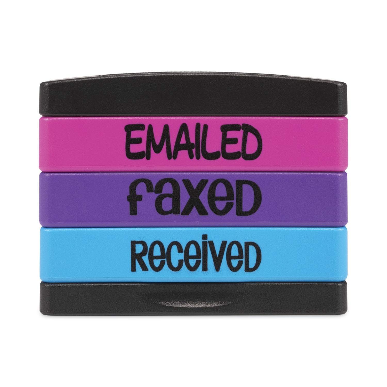 Trodat® Interlocking Stack Stamp, Emailed, Faxed, Received, 1.81" X 0.63", Assorted Fluorescent Ink