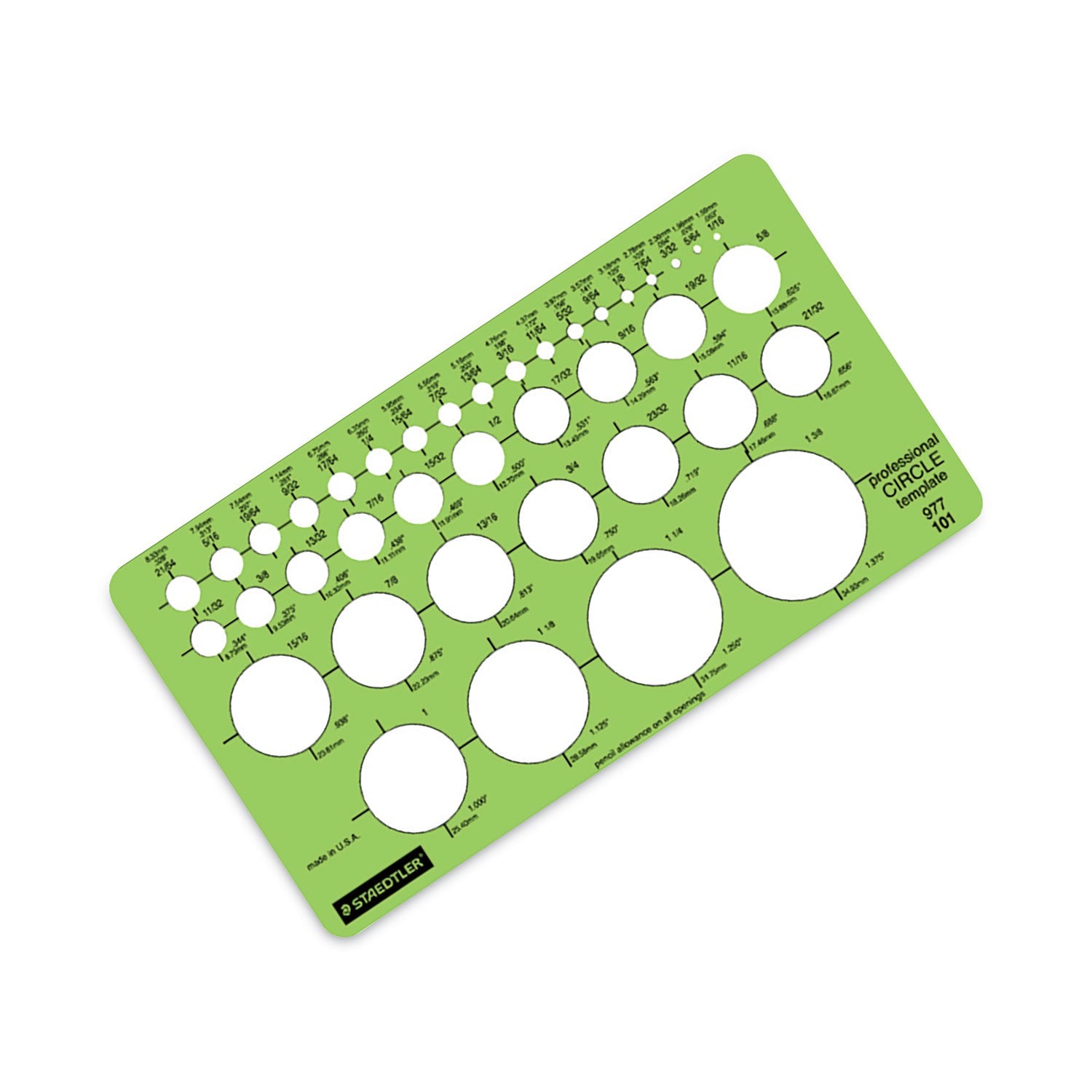 Staedtler® Templates, 39 Circles, 4 X 7.25, Green