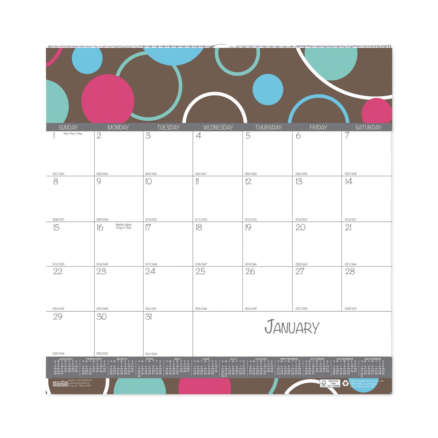 Recycled Wall Calendar | 2025, Bubbleluxe, 12x12