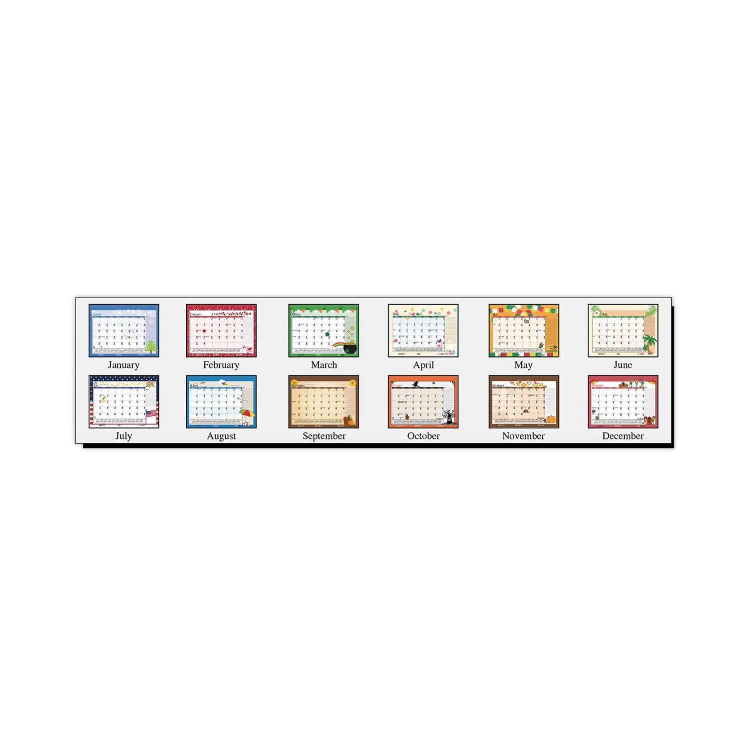 House of Doolittle™ Recycled Desk Pad Calendar, Illustrated Seasons Artwork, 18.5 x 13, Black Binding/Corners,12-Month (Jan to Dec): 2025