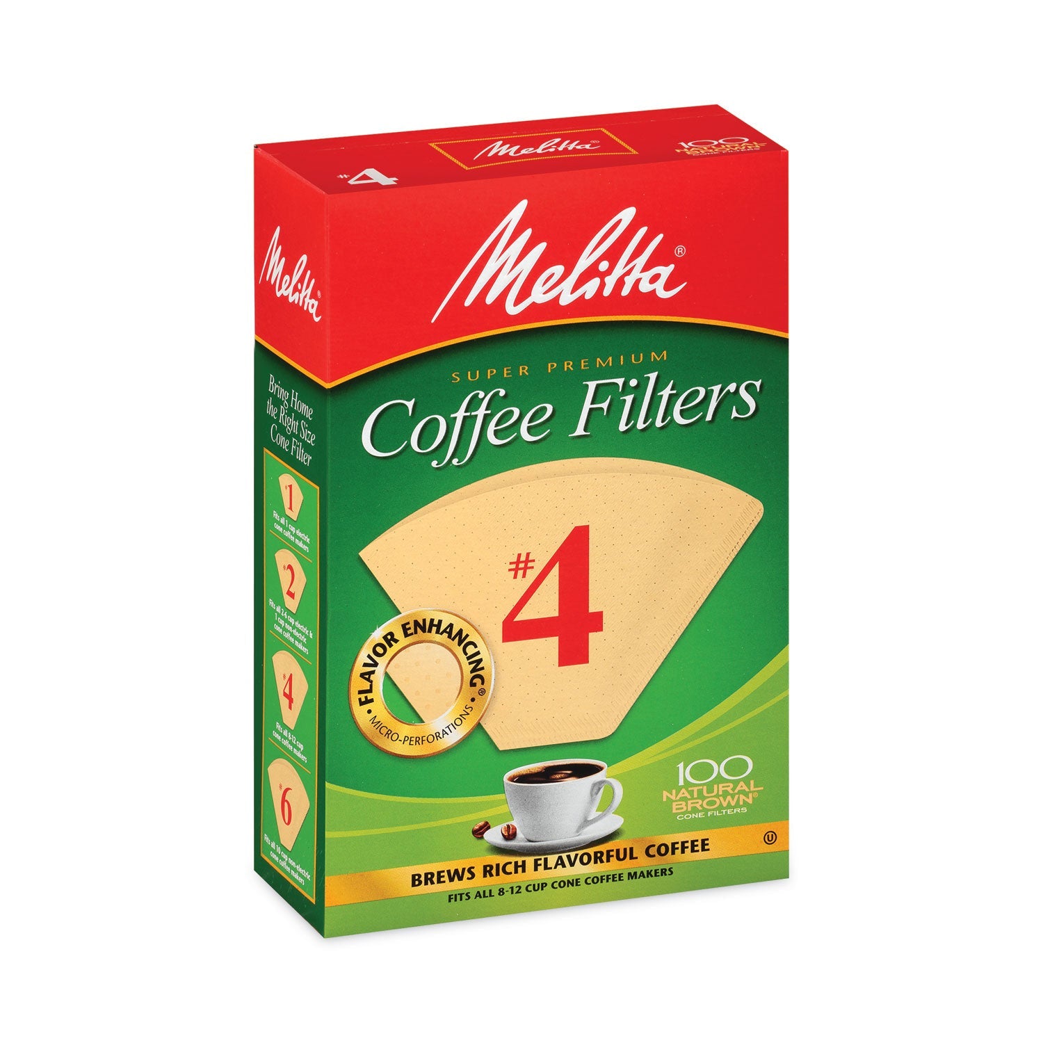 Melitta® Melitta Coffee Filters, #4, 8 to 12 Cup Size, Cone Style, 100 Filters/Pack, 3/Pack