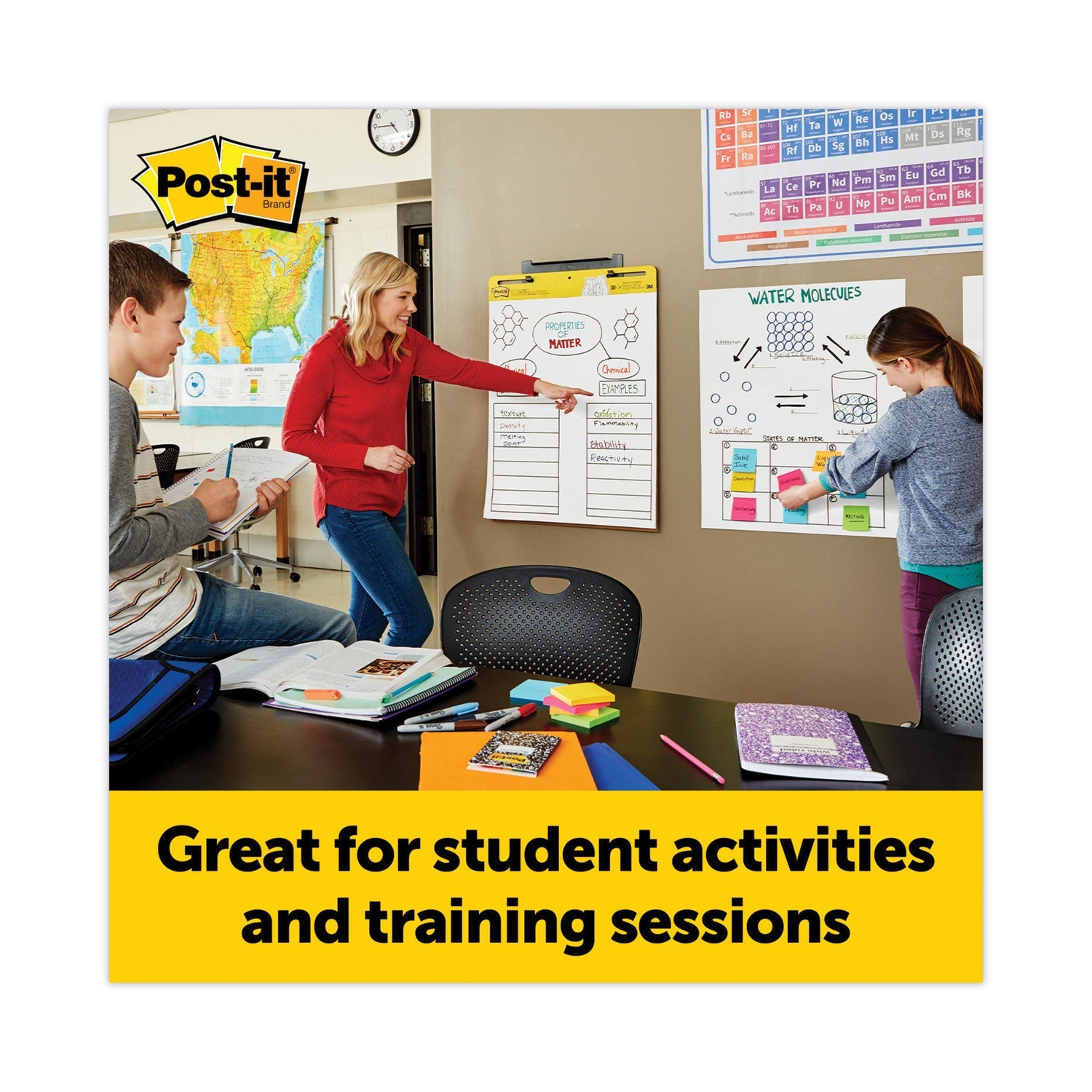 Post-it® Easel Pads Super Sticky Vertical-Orientation Self-Stick Easel Pad Value Pack, Unruled, 25 x 30, White, 30 Sheets, 4/Carton