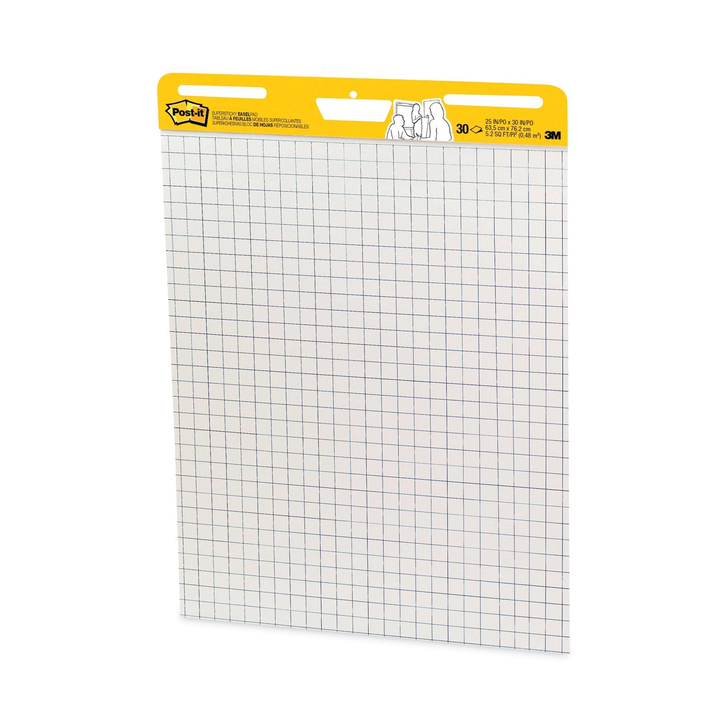 Post-it® Easel Pads Super Sticky Vertical-Orientation Self-Stick Easel Pads, Quadrille Rule (1 sq/in), 25 x 30, White, 30 Sheets, 2/Carton