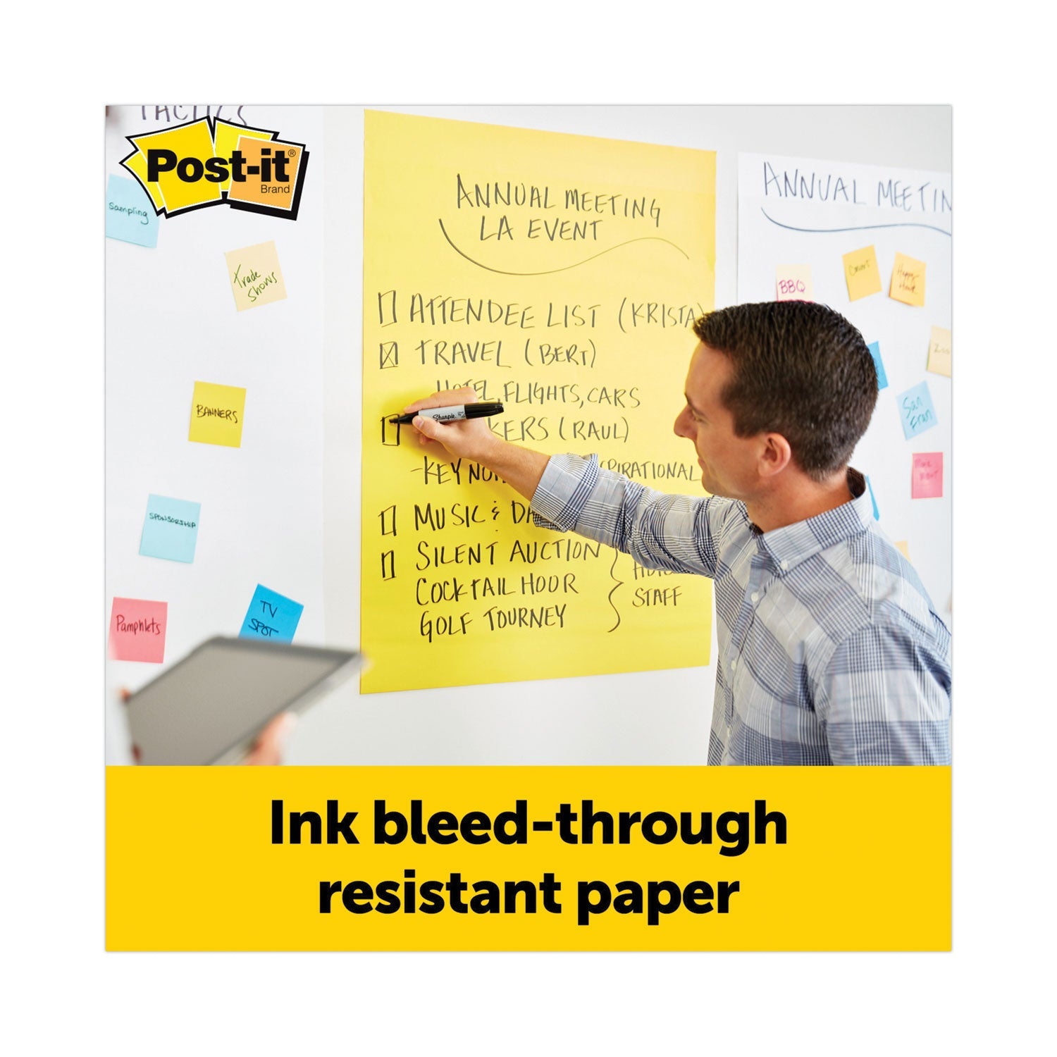 Post-it® Easel Pads Super Sticky Vertical-Orientation Self-Stick Easel Pads, Presentation Format (1.5" Rule), 25 x 30, Yellow, 30 Sheets, 2/Carton