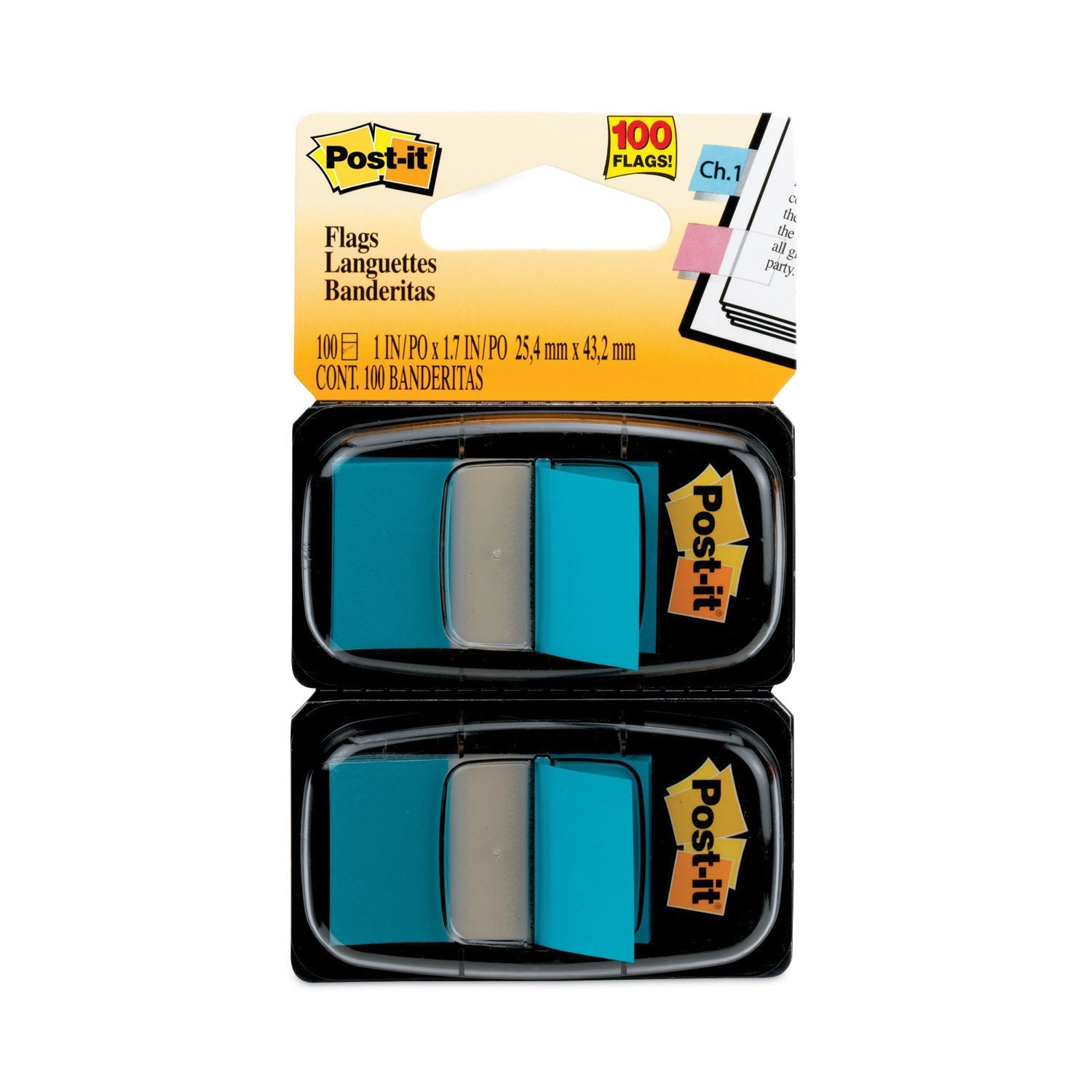 Post-it® Flags Standard Page Flags in Dispenser, Blue, 50 Flags/Dispenser, 2 Dispensers/Pack