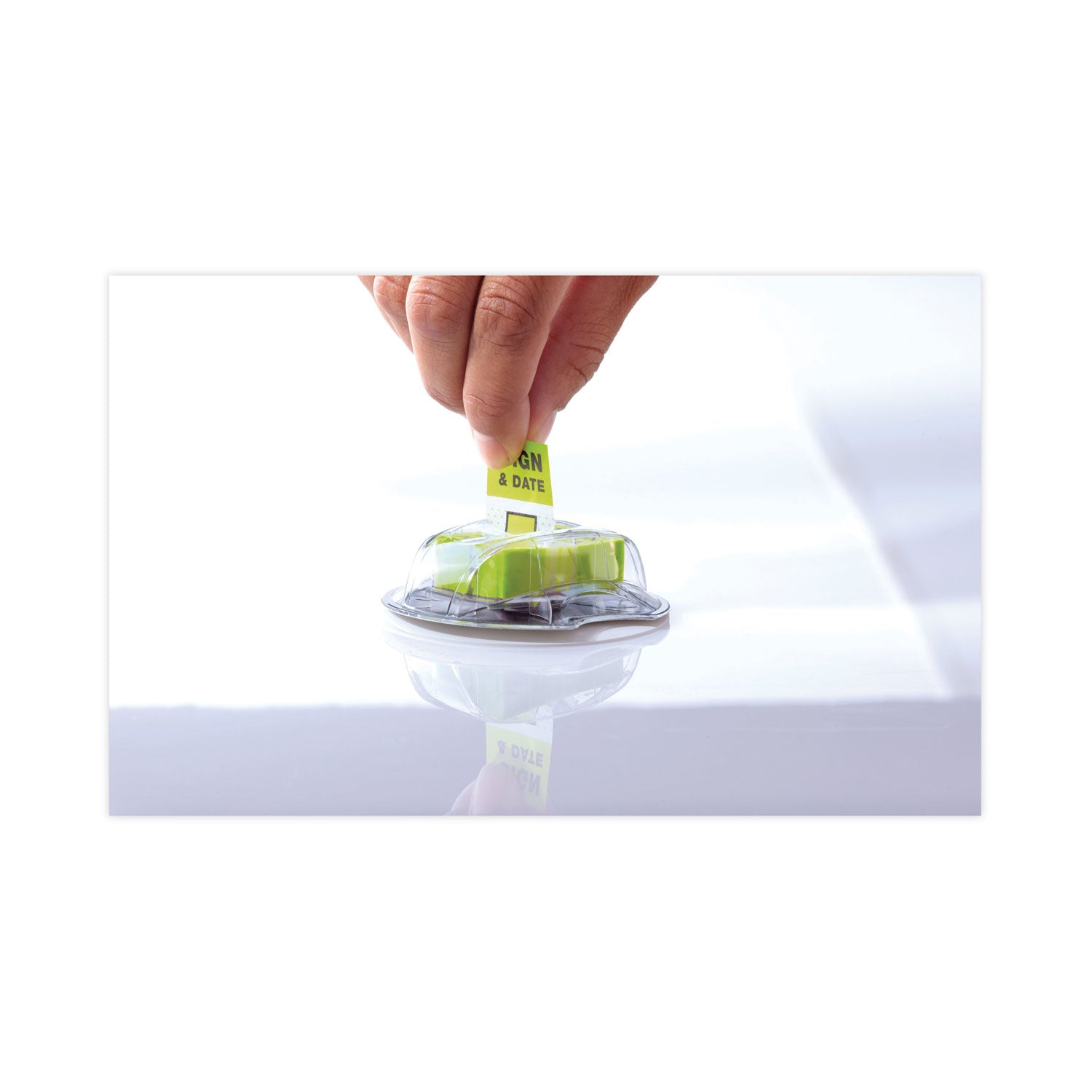 Post-it® Flags Page Flags In Dispenser, "sign And Date", Bright Green, 200 Flags/dispenser