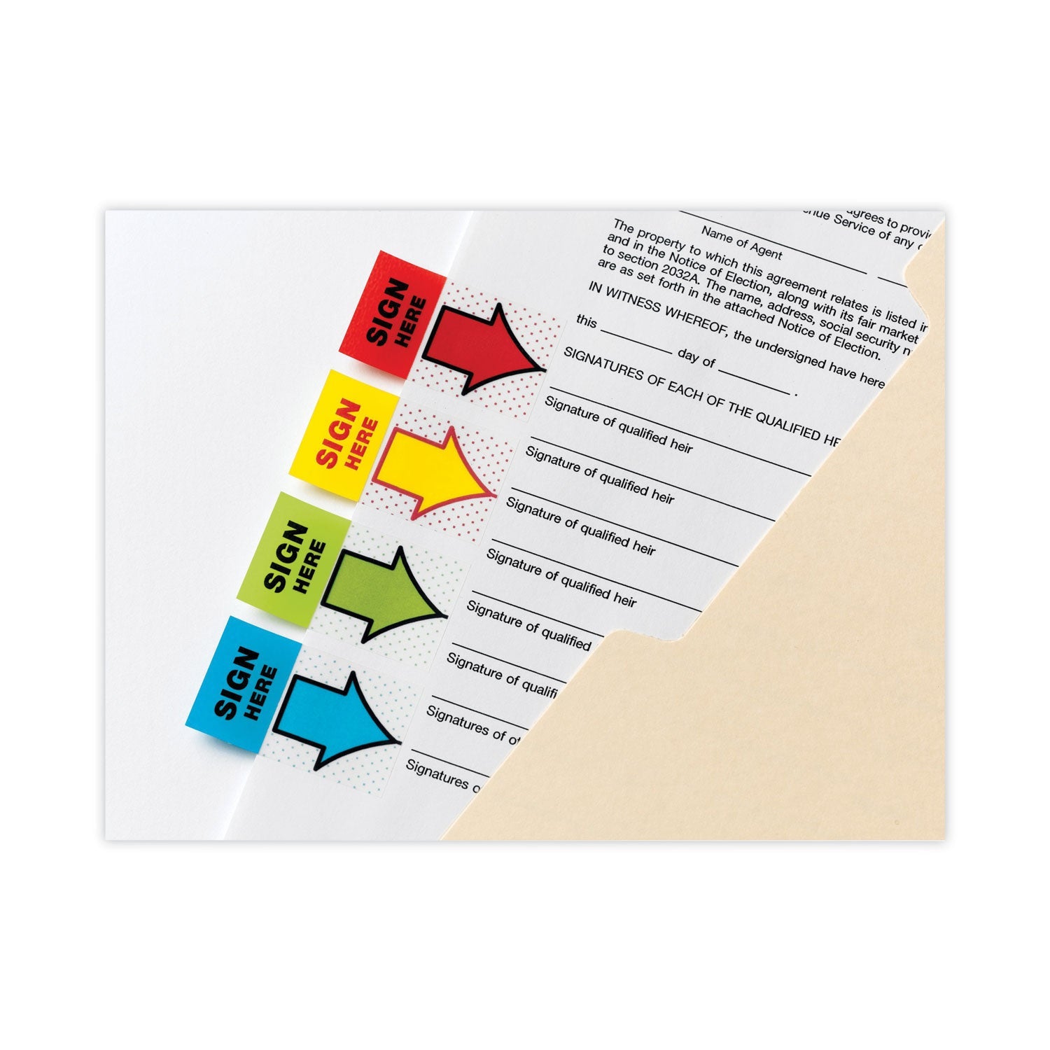 Post-it® Flags Arrow Message 1" Page Flags, "Sign and Date", Green, 50 Flags/Dispenser, 2 Dispensers/Pack