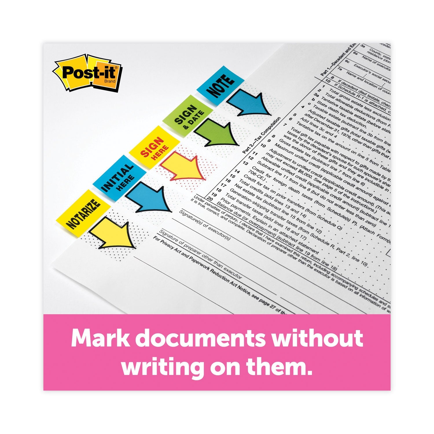 Post-it® Flags Arrow Message 1" Page Flags, "Sign and Date", Green, 50 Flags/Dispenser, 2 Dispensers/Pack