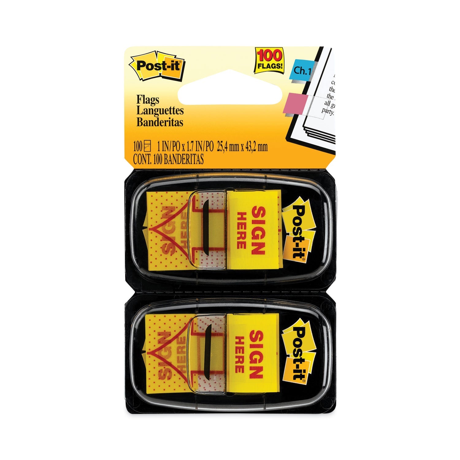 Sign Here Arrow Page Flags | Yellow, 100/Pack